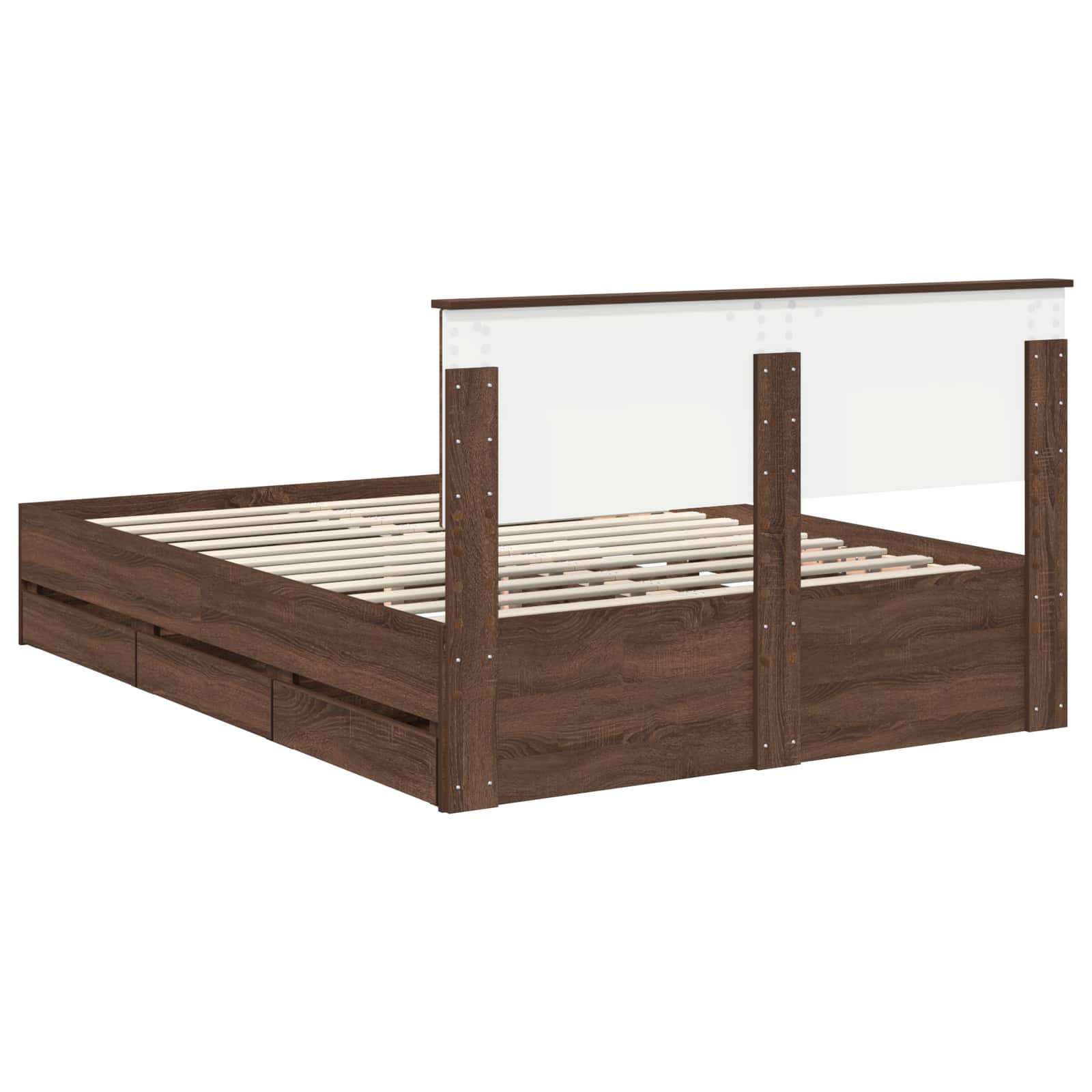 Cadre de lit Chêne brun 135 x 190 cm Bois Ingénierie - XIOS