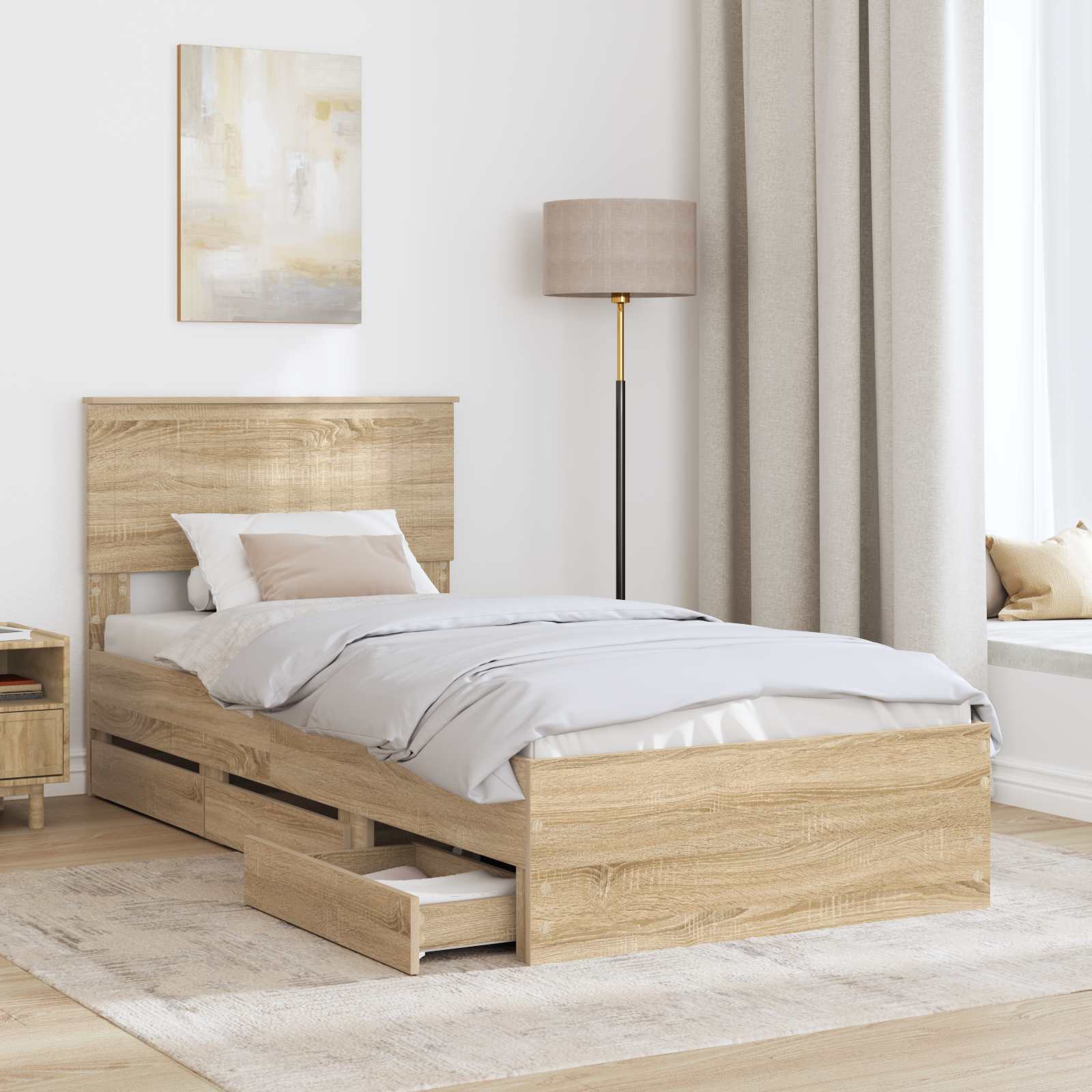 Cadre de lit Chêne Sonoma 90 x 190 cm Bois Ingénierie - XIOS