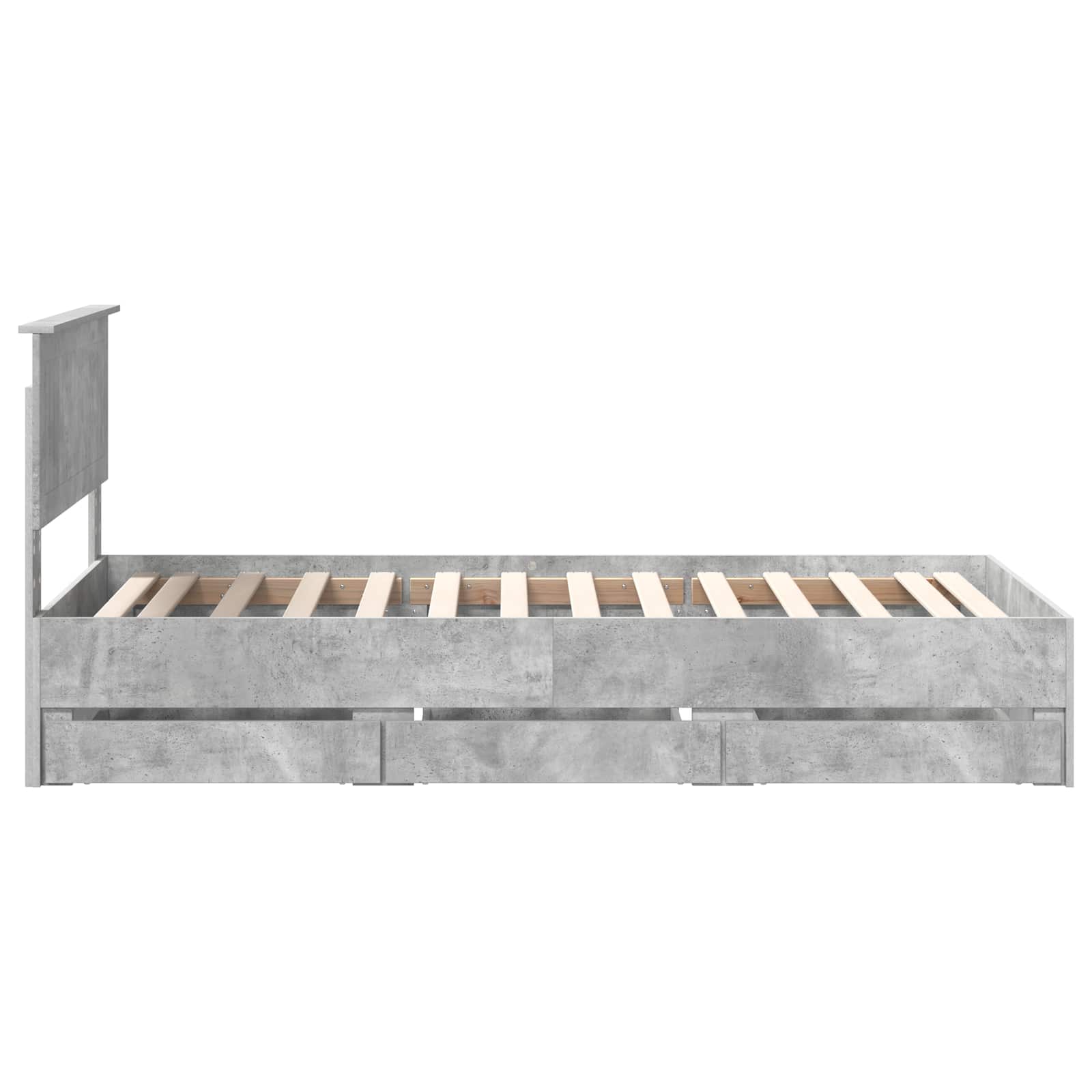 Cadre de lit avec tiroir Gris béton 90 x 190 cm Bois Ingénierie - XIOS