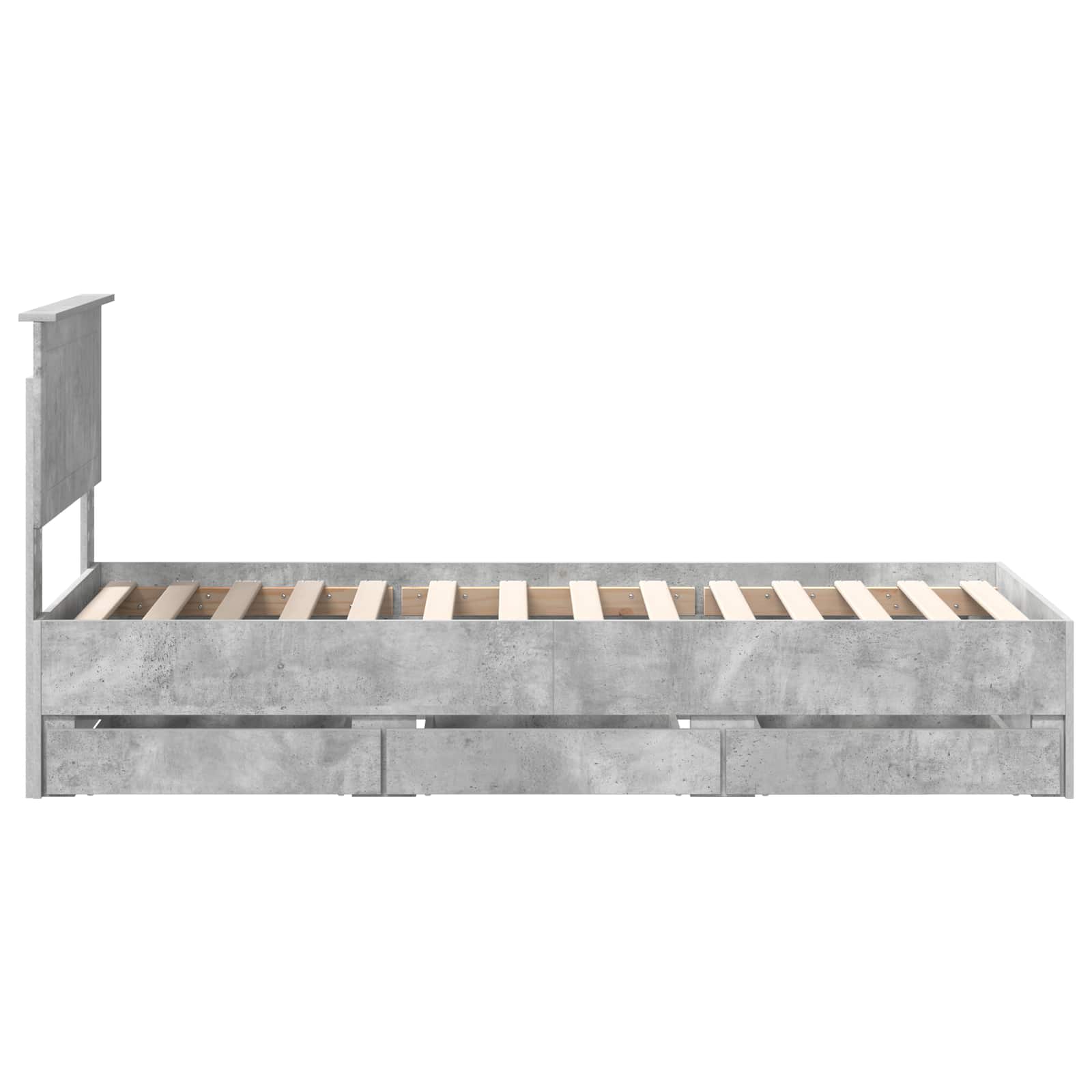 Cadre de lit avec tiroir Gris béton 75 x 190 cm Bois Ingénierie - XIOS
