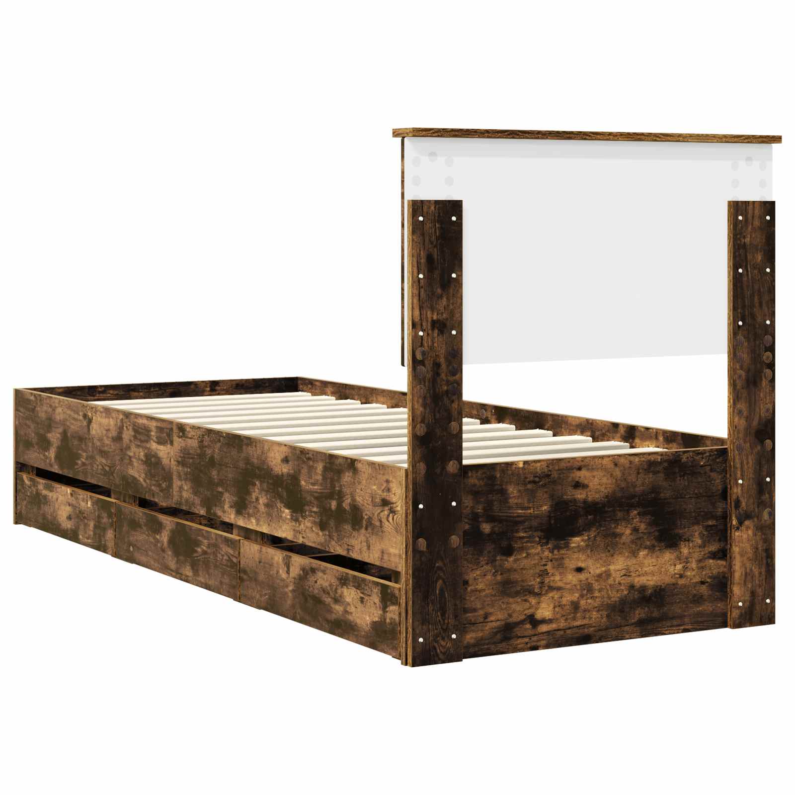 Cadre de lit avec tiroir Chêne fumé 75 x 190 cm Bois Ingénierie - XIOS
