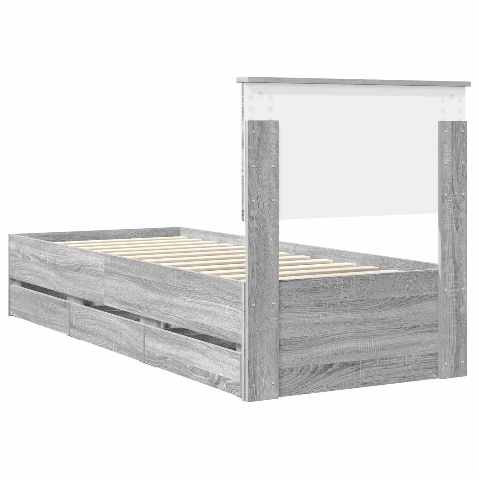 Cadre de lit Gris Sonoma 75 x 190 cm Bois Ingénierie - XIOS