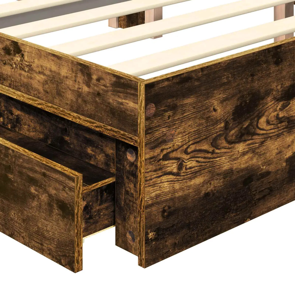 Lit de Rangement Chêne fumé 180 x 200 cm Bois d’ingénierie - XIOS