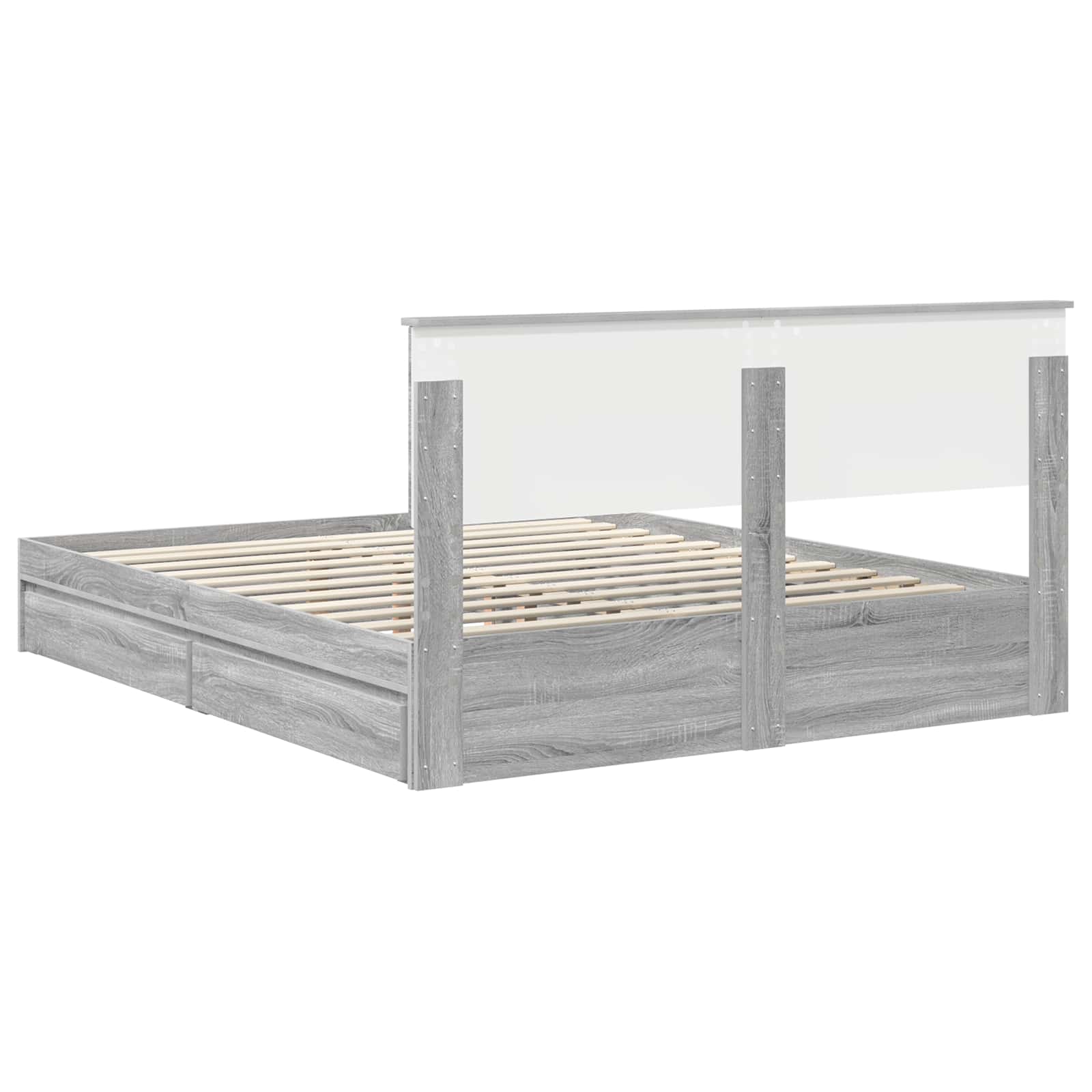 Lit de Rangement Gris Sonoma 160 x 200 cm Bois d'ingénierie - XIOS