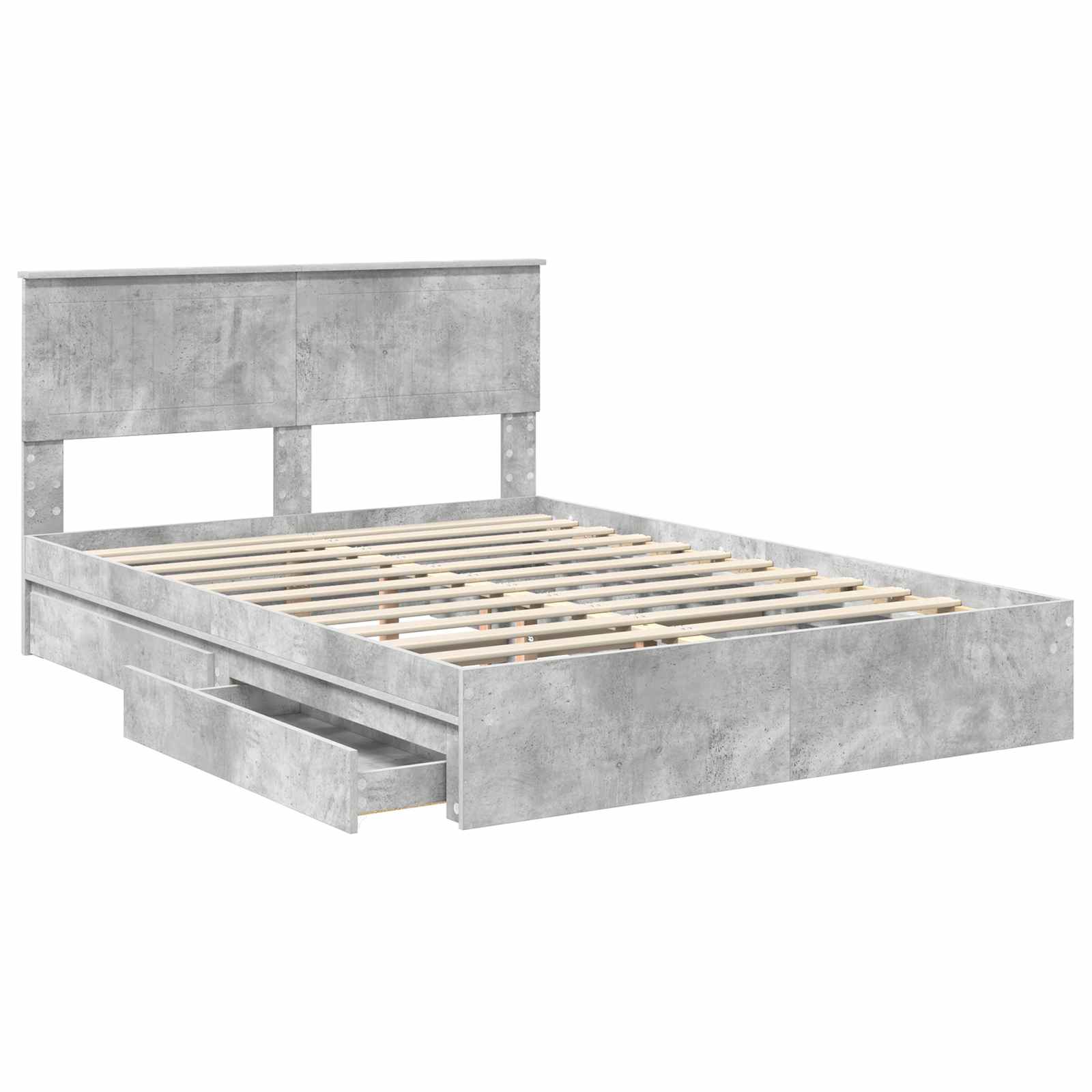 Lit de Rangement Gris béton 135 x 190 cm Bois d'ingénierie - XIOS