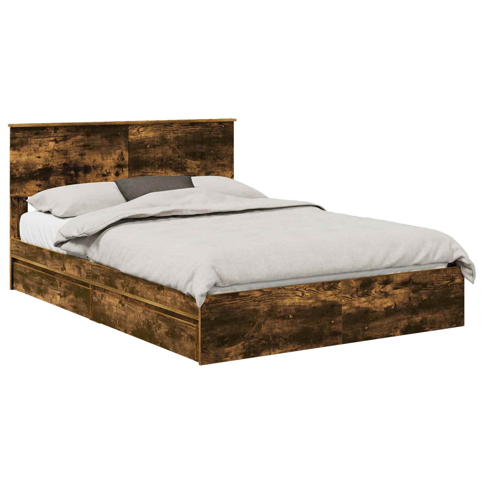 Lit de Rangement Chêne fumé 135 x 190 cm Bois d'ingénierie - XIOS