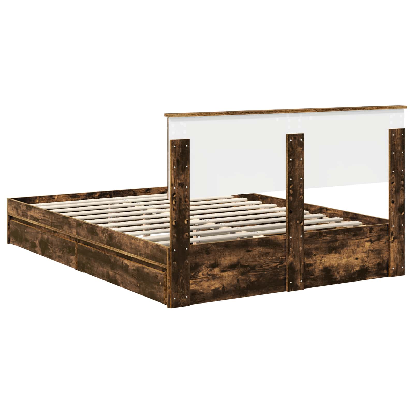 Lit de Rangement Chêne fumé 135 x 190 cm Bois d'ingénierie - XIOS