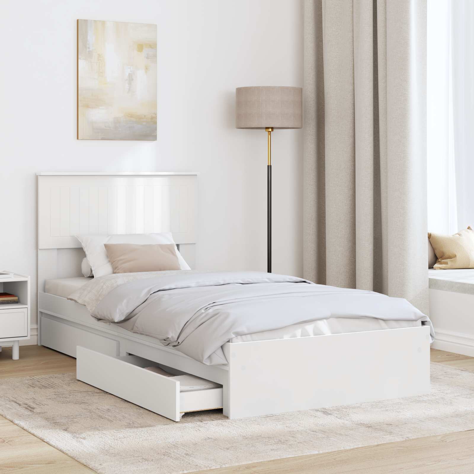 Lit de Rangement Blanc 90 x 200 cm Bois d'ingénierie - XIOS