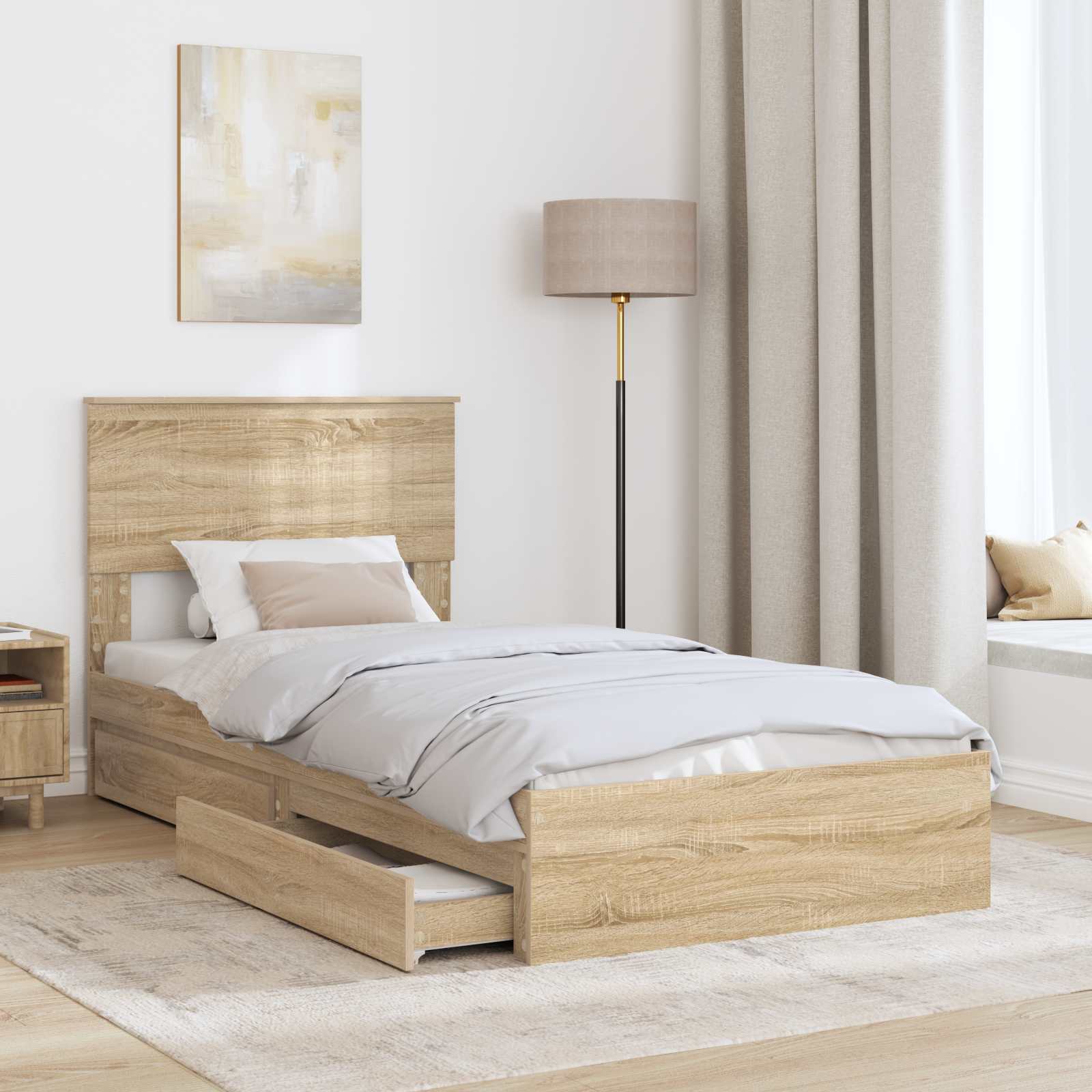 Lit de Rangement Chêne Sonoma 90 x 190 cm Bois d'ingénierie - XIOS