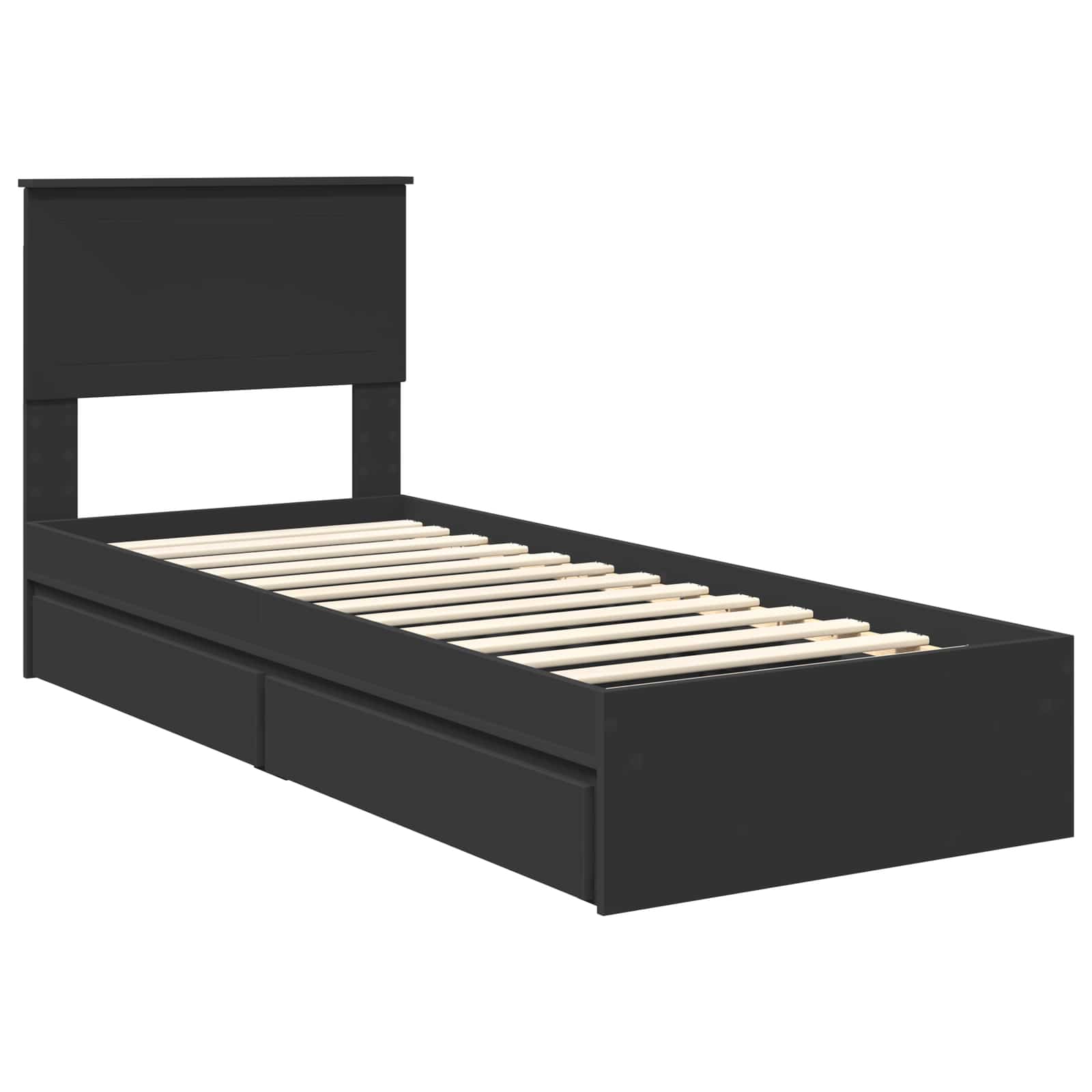 Lit de Rangement avec tiroir Noir 75 x 190 cm Bois d'ingénierie - XIOS