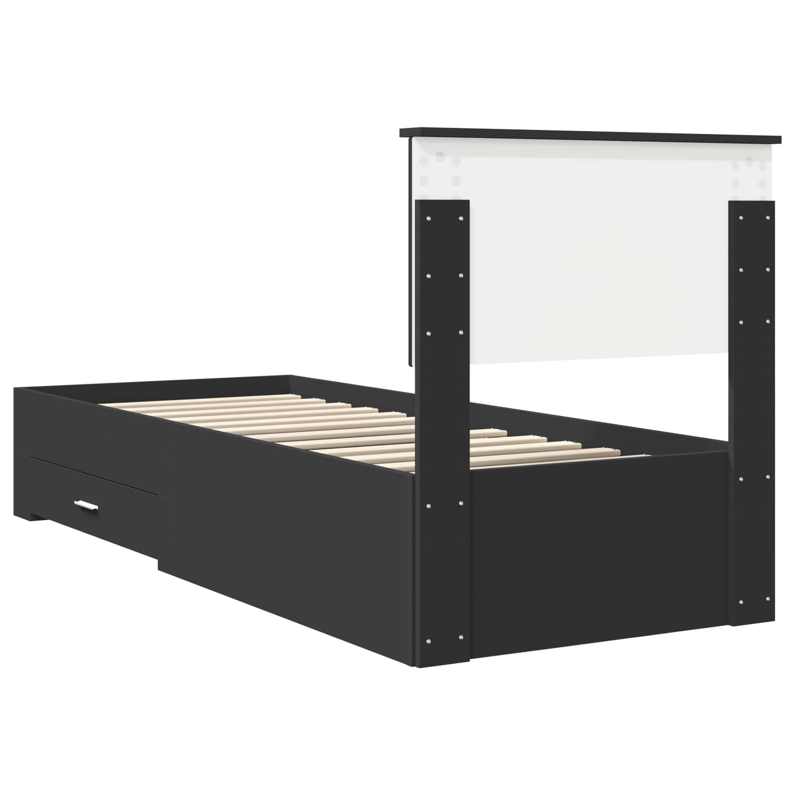 Cadre de lit Noir et argent 75 x 190 cm Bois d'ingénierie - XIOS