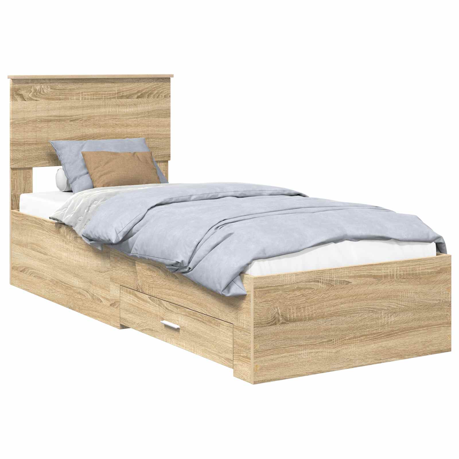 Cadre de lit avec tiroir Sonoma Chêne et Argent 75 x 190 cm - XIOS