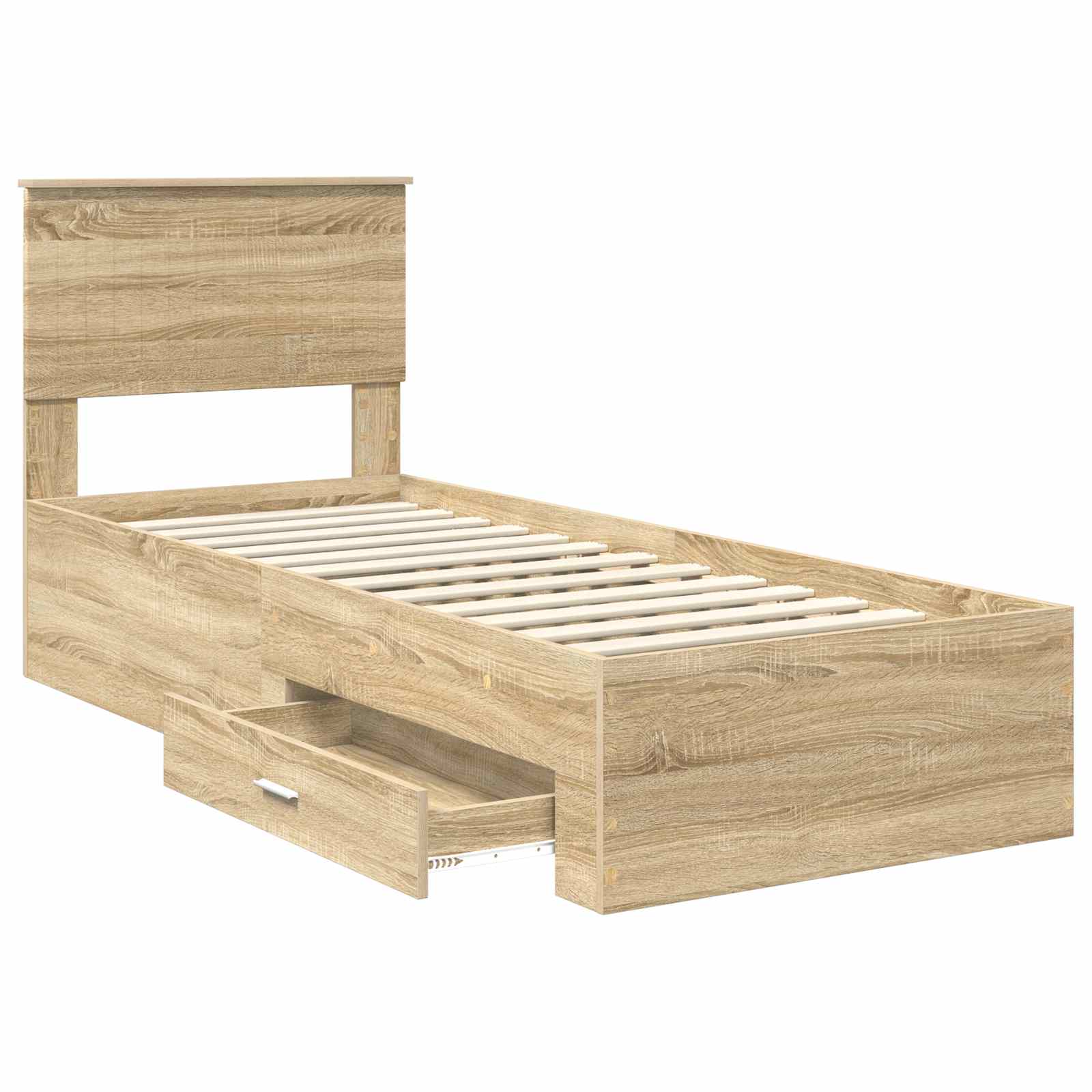 Cadre de lit avec tiroir Sonoma Chêne et Argent 75 x 190 cm - XIOS