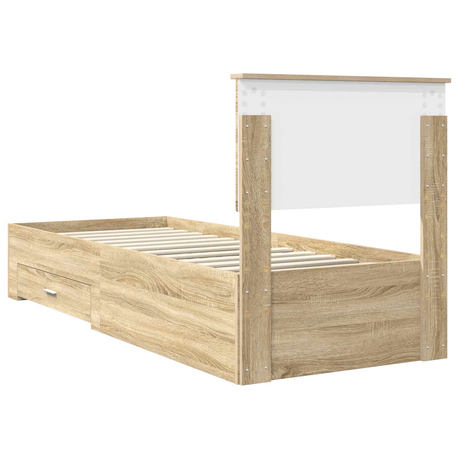Cadre de lit avec tiroir Sonoma Chêne et Argent 75 x 190 cm - XIOS