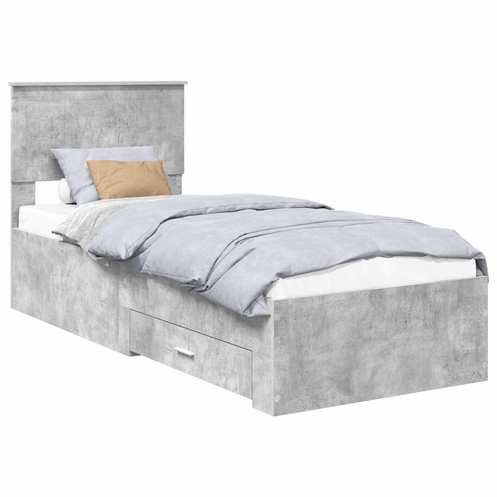Cadre de lit Gris Béton et Argent 75 x 190 cm Bois d'ingénierie - XIOS