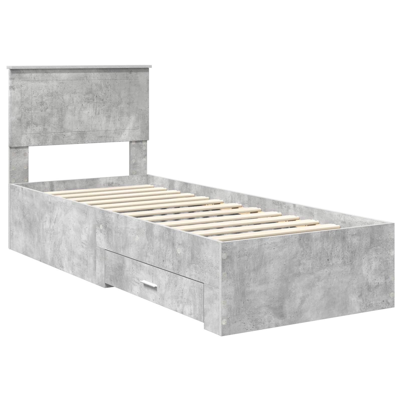 Cadre de lit Gris Béton et Argent 75 x 190 cm Bois d'ingénierie - XIOS