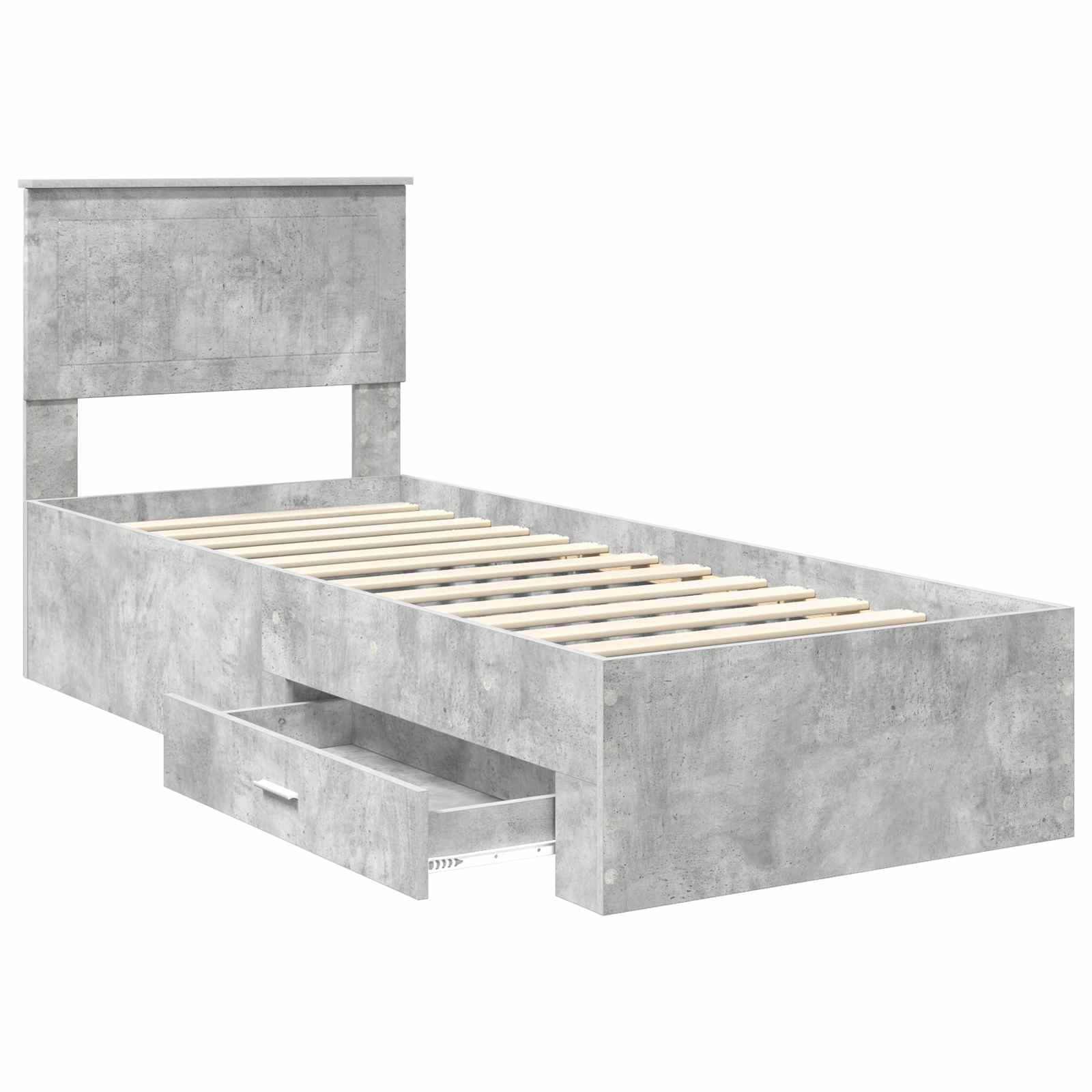 Cadre de lit Gris Béton et Argent 75 x 190 cm Bois d'ingénierie - XIOS