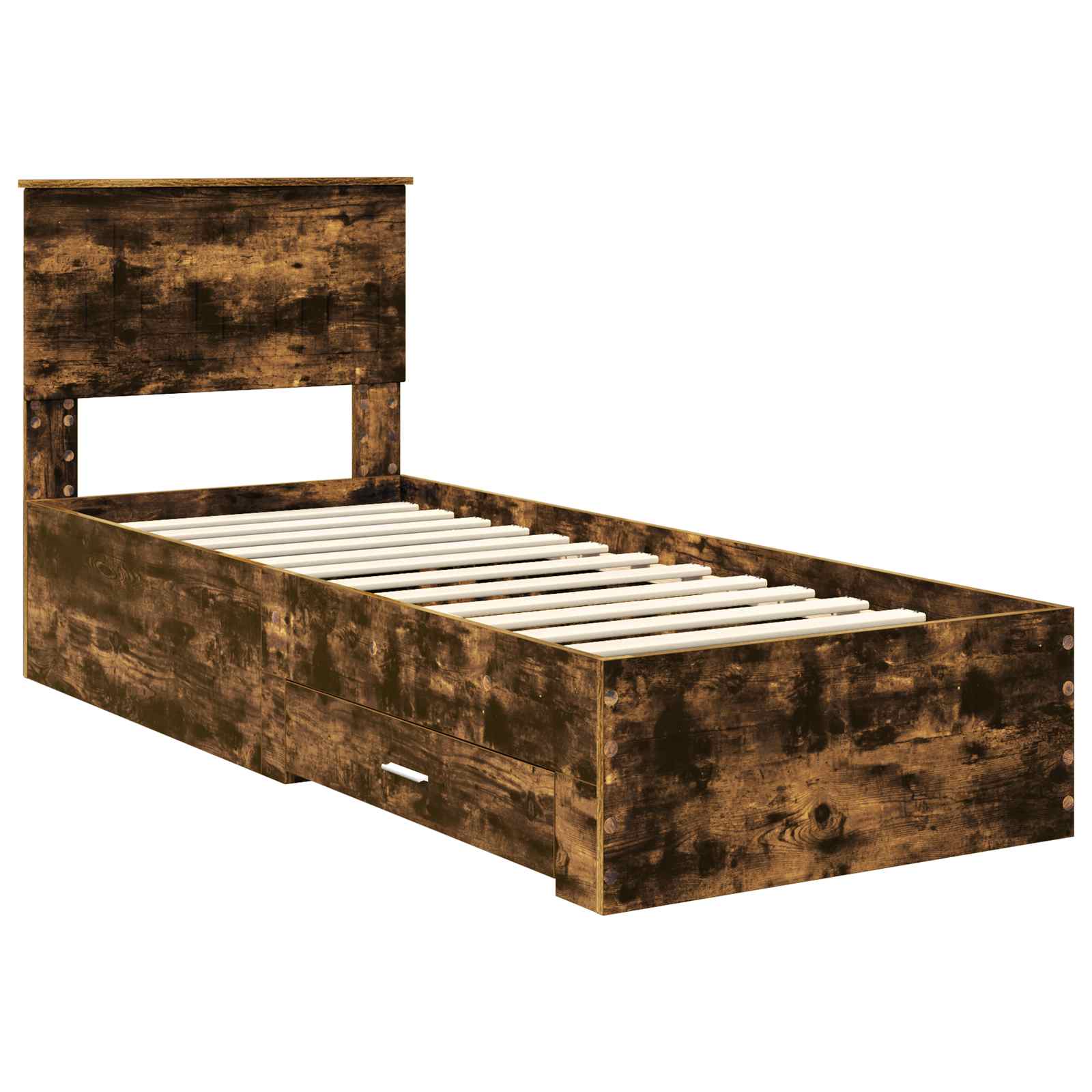 Cadre de lit Chêne Fumé et Argent 75 x 190 cm Bois d'ingénierie - XIOS
