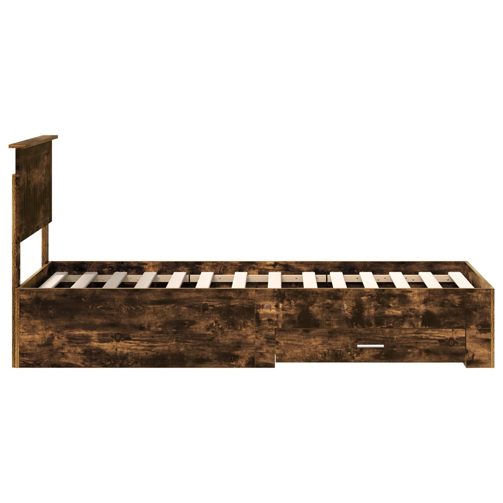 Cadre de lit Chêne Fumé et Argent 75 x 190 cm Bois d'ingénierie - XIOS