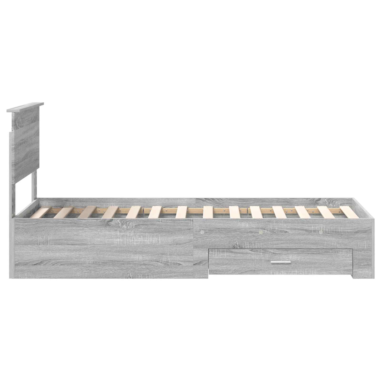 Cadre de lit avec tiroir Sonoma Gris et Argent 75 x 190 cm - XIOS