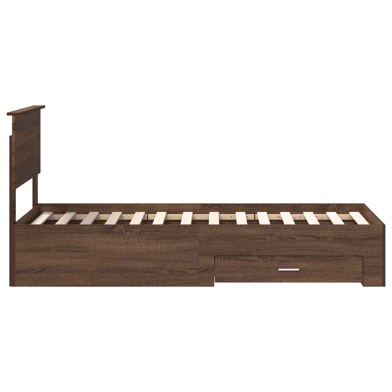 Cadre de lit avec tiroir Chêne Marron et Argent 75 x 190 cm - XIOS