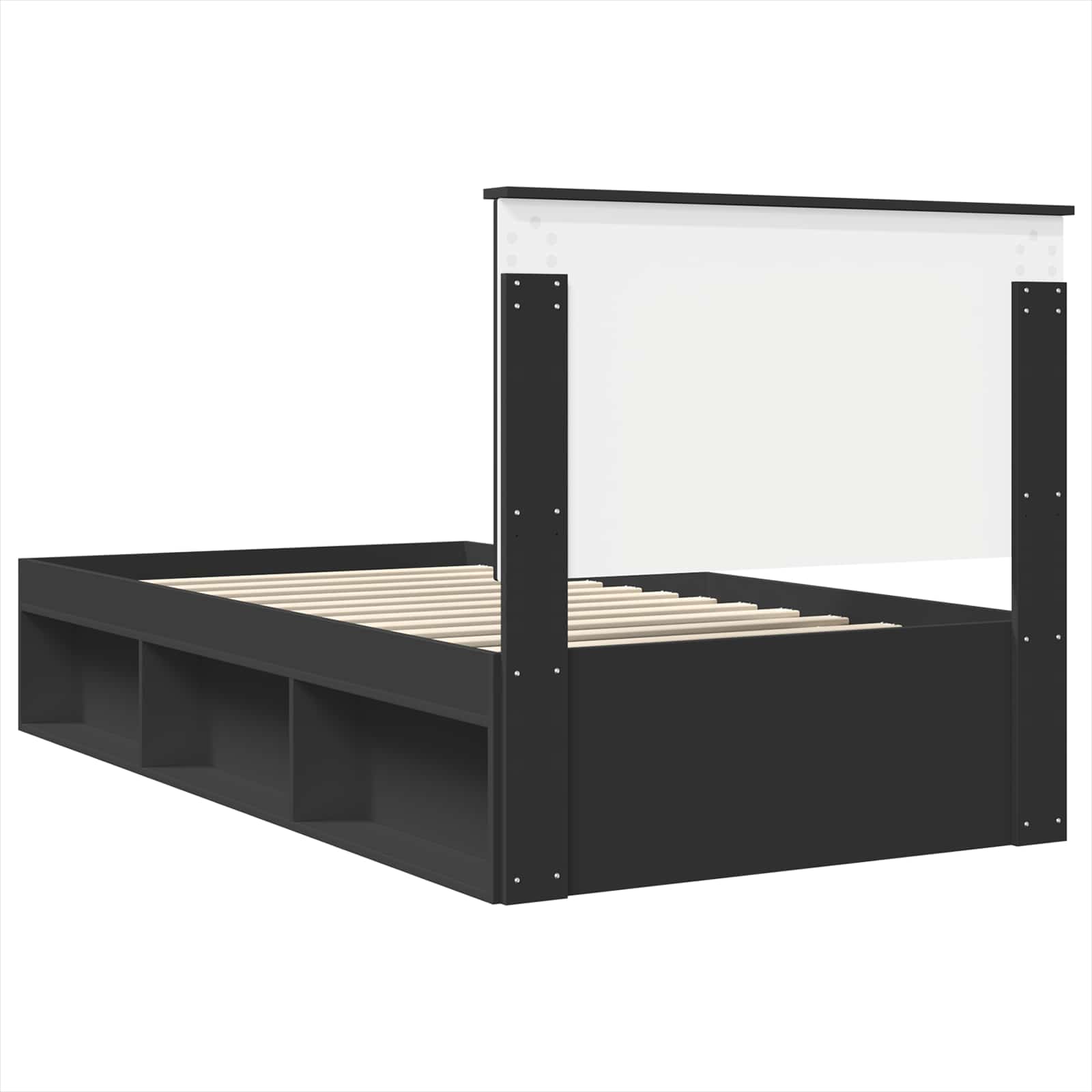 Cadre de lit avec tête de lit Noir 100 x 200 cm Pin massif - XIOS