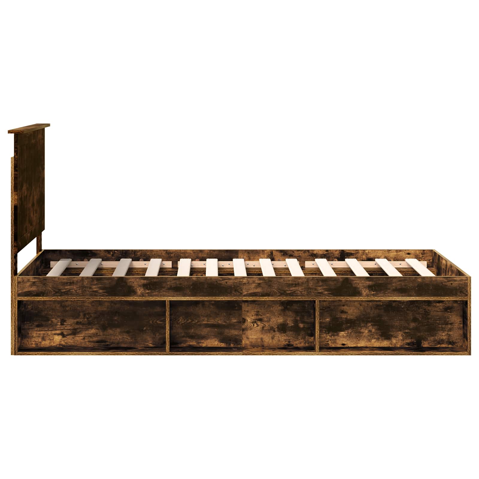 Cadre de lit avec tête de lit Chêne fumé 90 x 200 cm Pin massif - XIOS