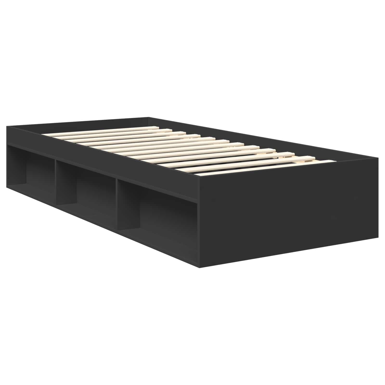 Cadre de lit avec tête de lit Noir 90 x 190 cm Pin massif - XIOS