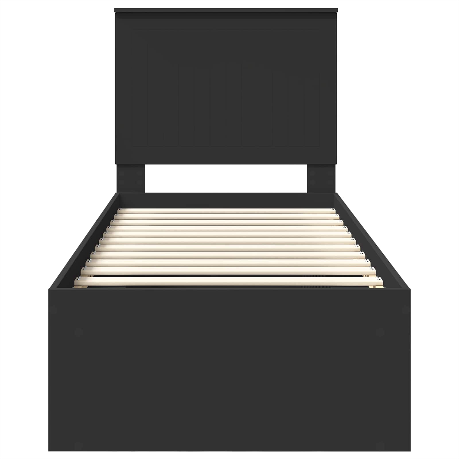 Cadre de lit avec tête de lit Noir 75 x 190 cm Pin massif - XIOS