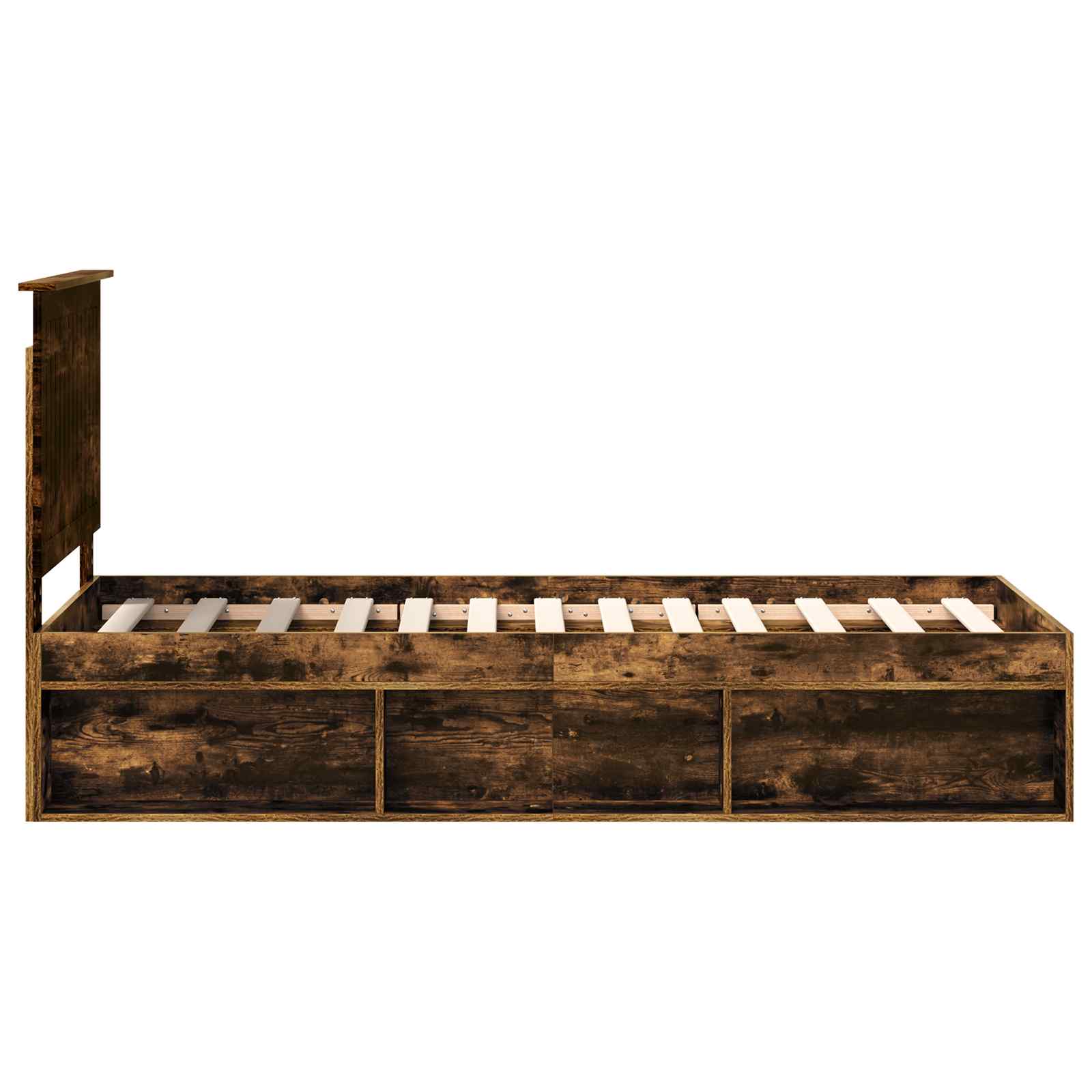 Cadre de lit avec tête de lit Chêne fumé 75 x 190 cm Pin massif - XIOS