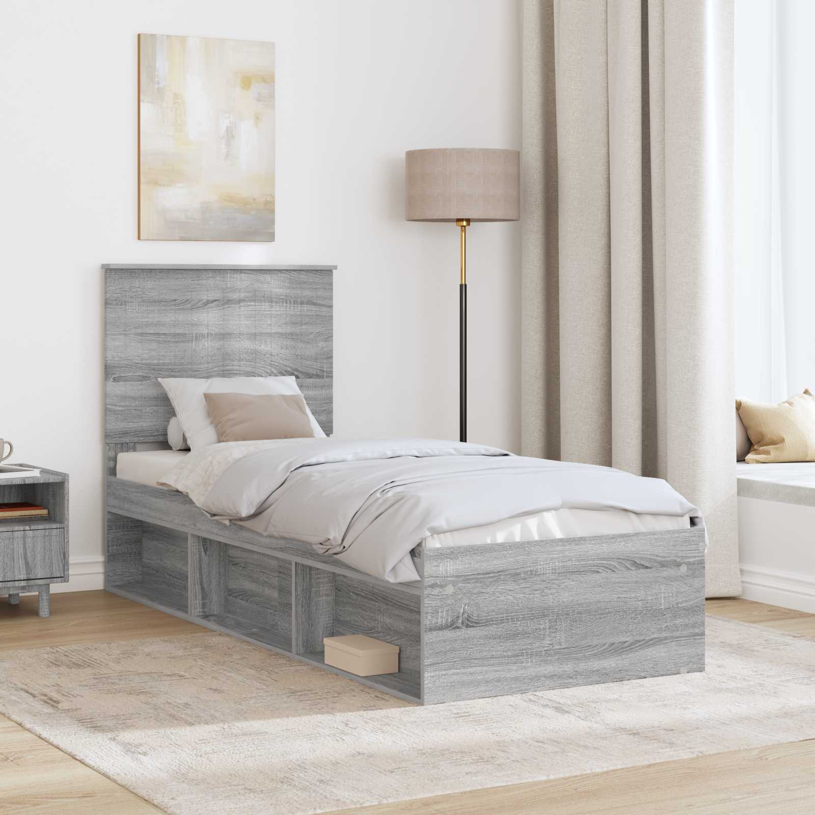 Cadre de lit Gris Sonoma 75 x 190 cm Bois de pin massif - XIOS