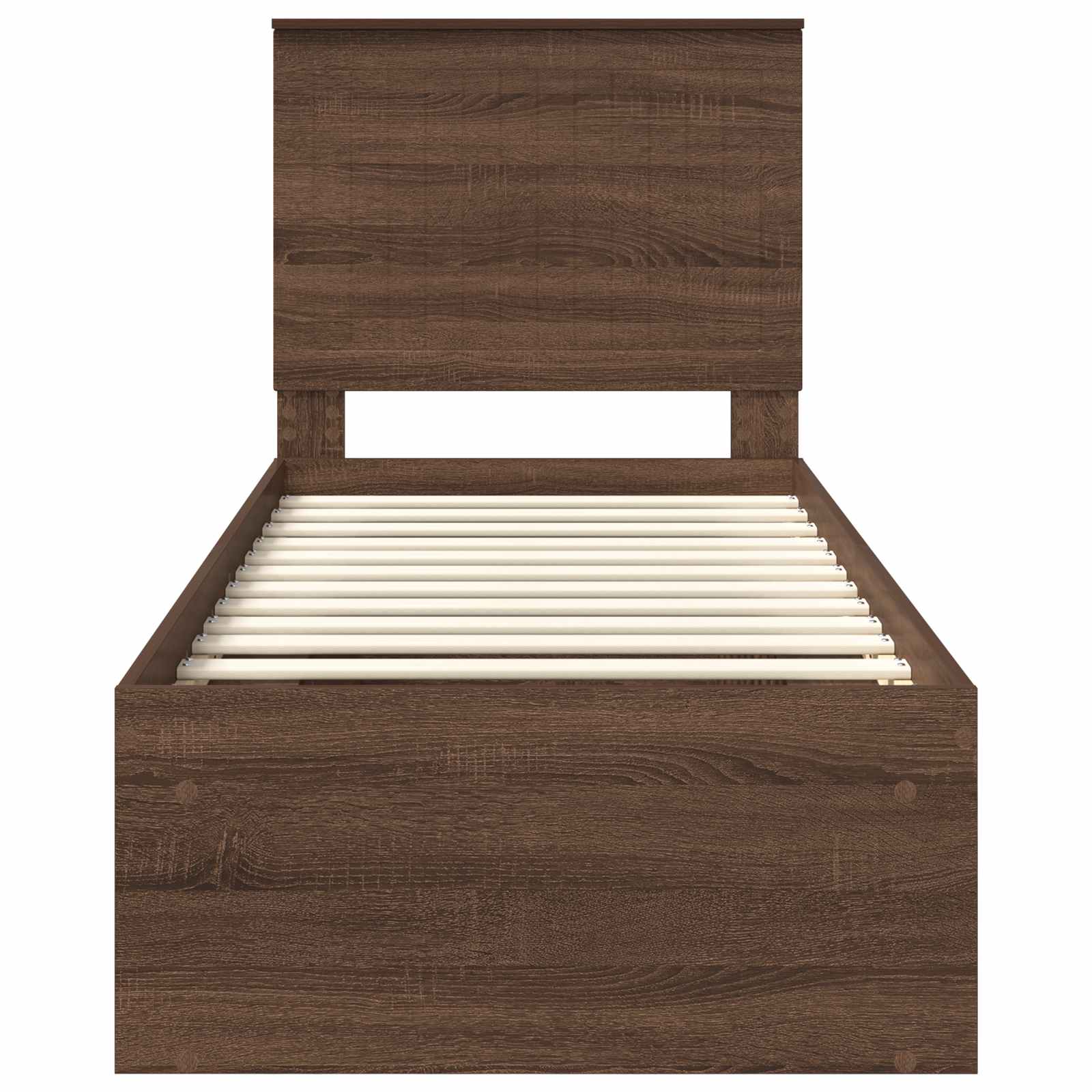 Cadre de lit avec tête de lit Chêne brun 75 x 190 cm Pin massif - XIOS