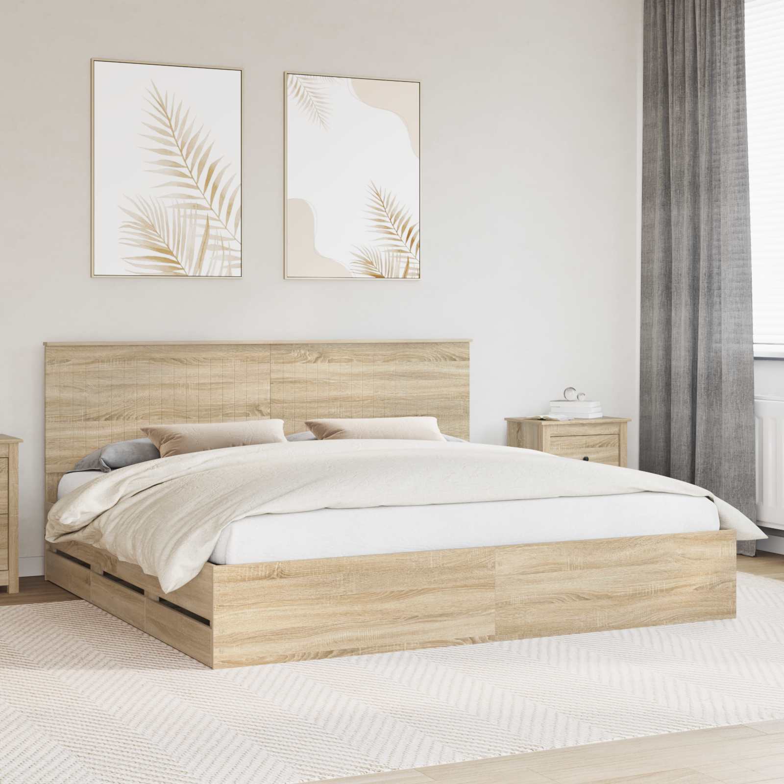 Cadre de lit Chêne Sonoma 200 x 200 cm Bois Ingénierie - XIOS