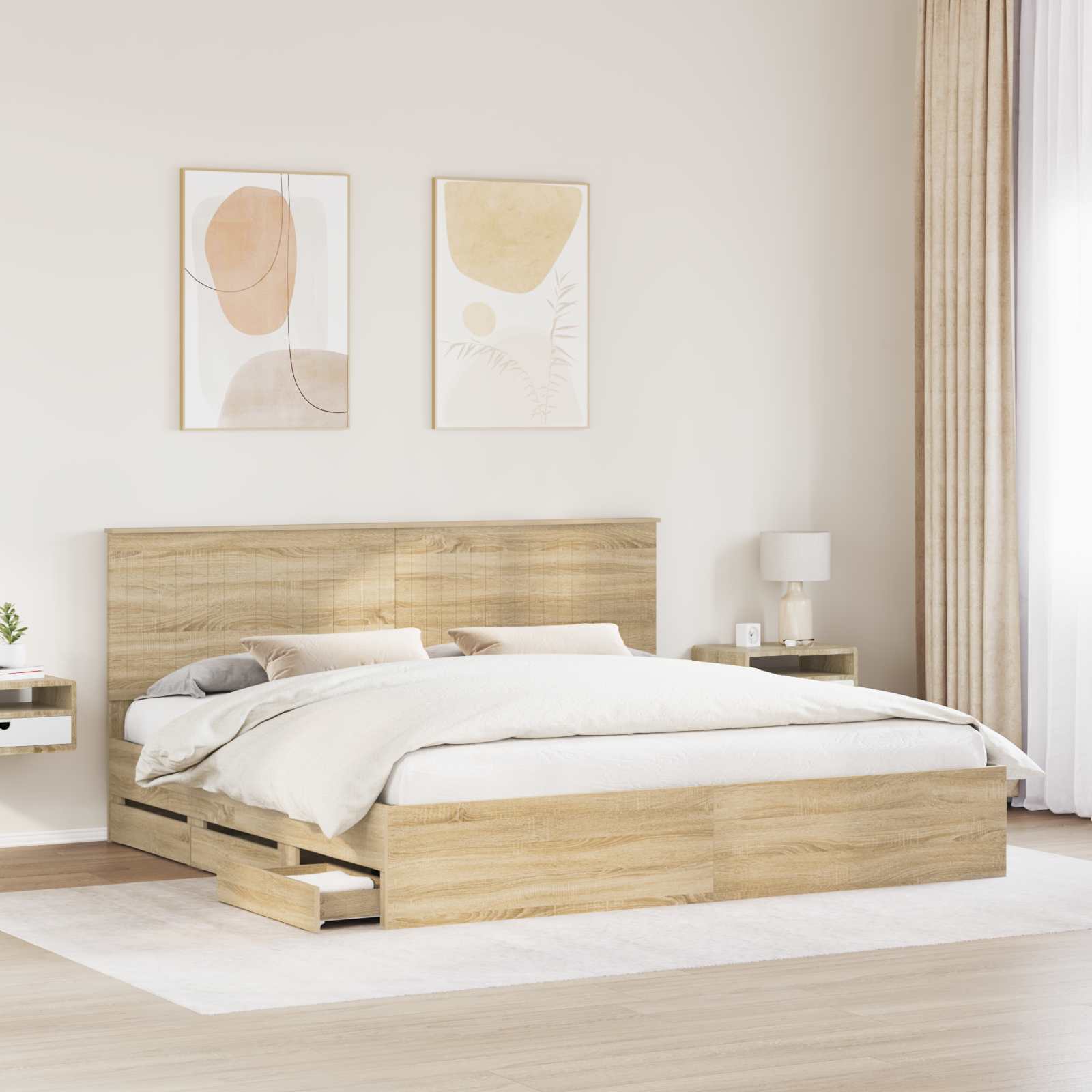 Cadre de lit Chêne Sonoma 200 x 200 cm Bois Ingénierie - XIOS