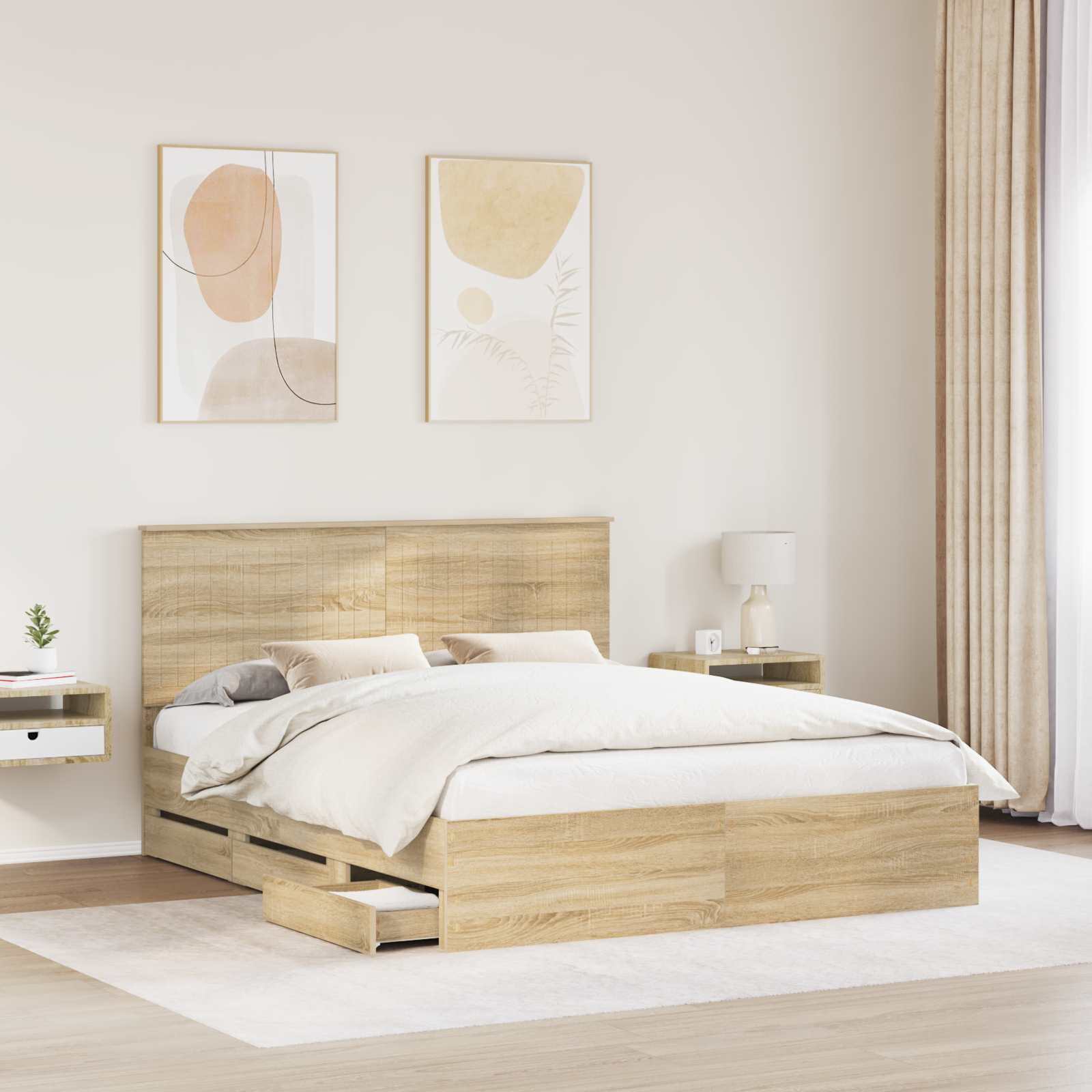 Cadre de lit Chêne Sonoma 160 x 200 cm Bois Ingénierie - XIOS