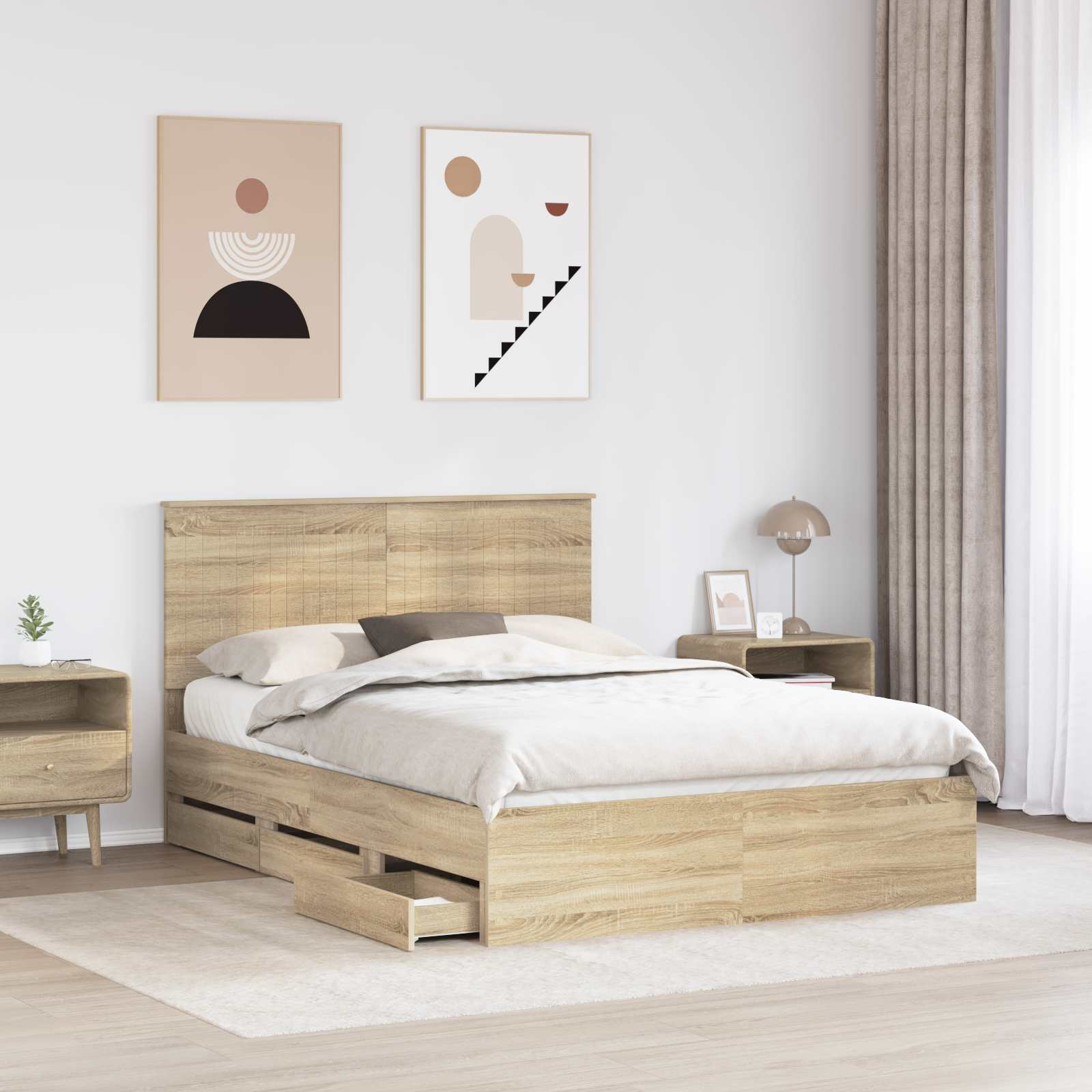 Cadre de lit Chêne Sonoma 140 x 200 cm Bois Ingénierie - XIOS