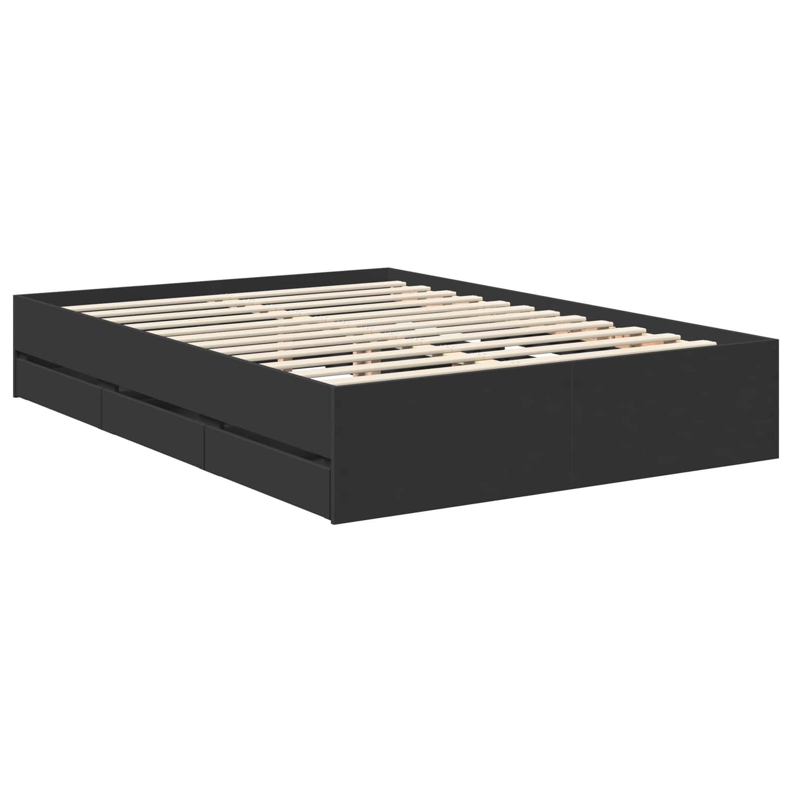 Cadre de lit avec tiroir Noir 140 x 190 cm Bois Ingénierie - XIOS