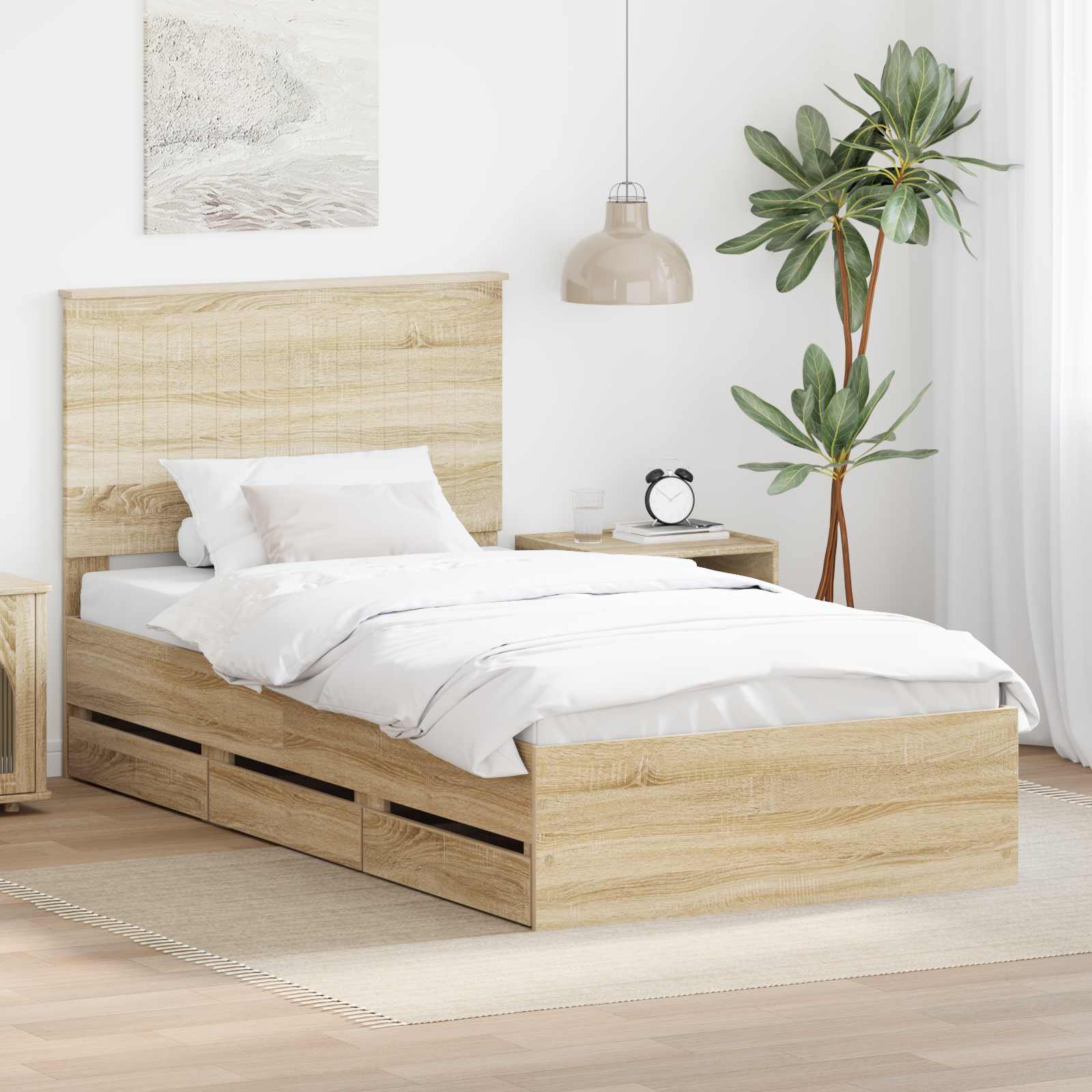Cadre de lit Chêne Sonoma 100 x 200 cm Bois Ingénierie - XIOS