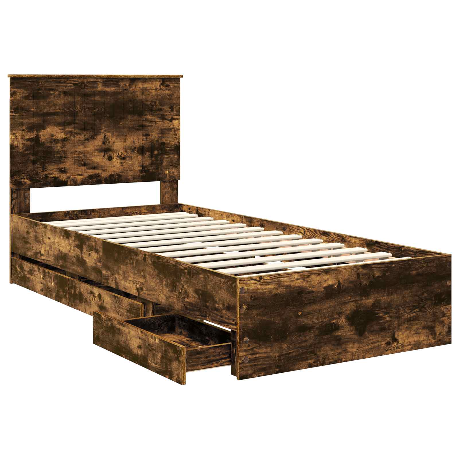 Cadre de lit avec tiroir Chêne fumé 90 x 190 cm Bois Ingénierie - XIOS