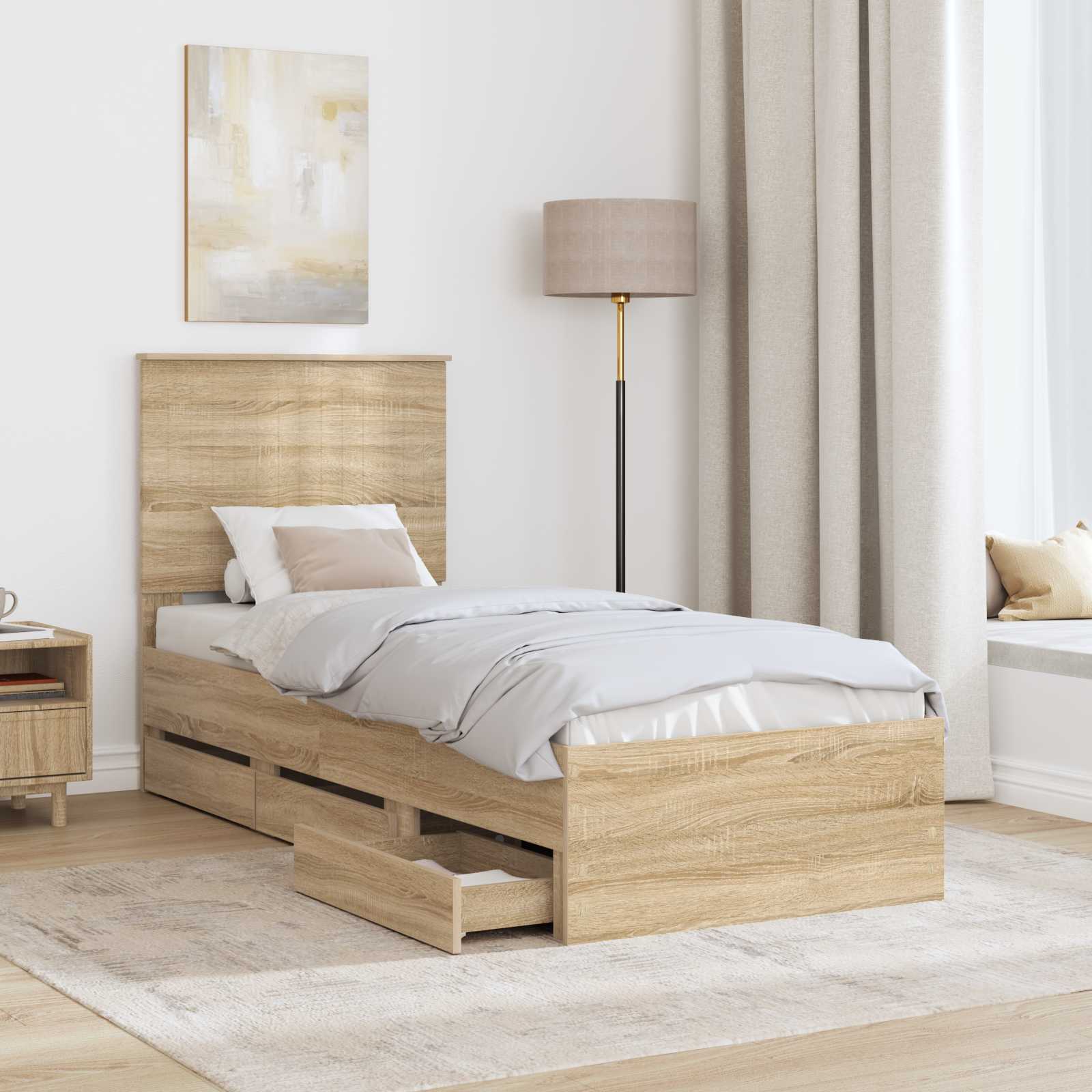 Cadre de lit Chêne Sonoma 75 x 190 cm Bois Ingénierie - XIOS