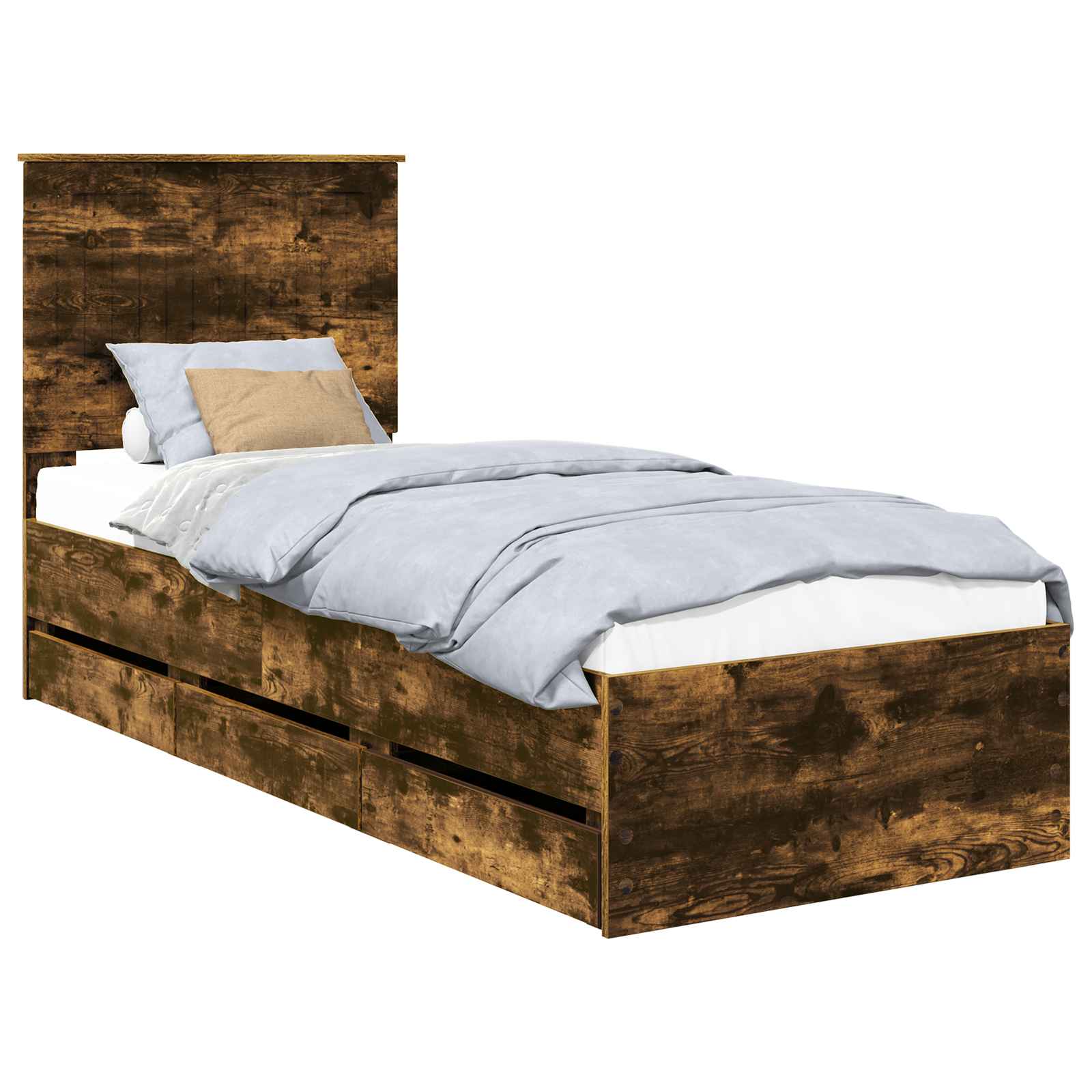 Cadre de lit avec tiroir Chêne fumé 75 x 190 cm Bois Ingénierie - XIOS
