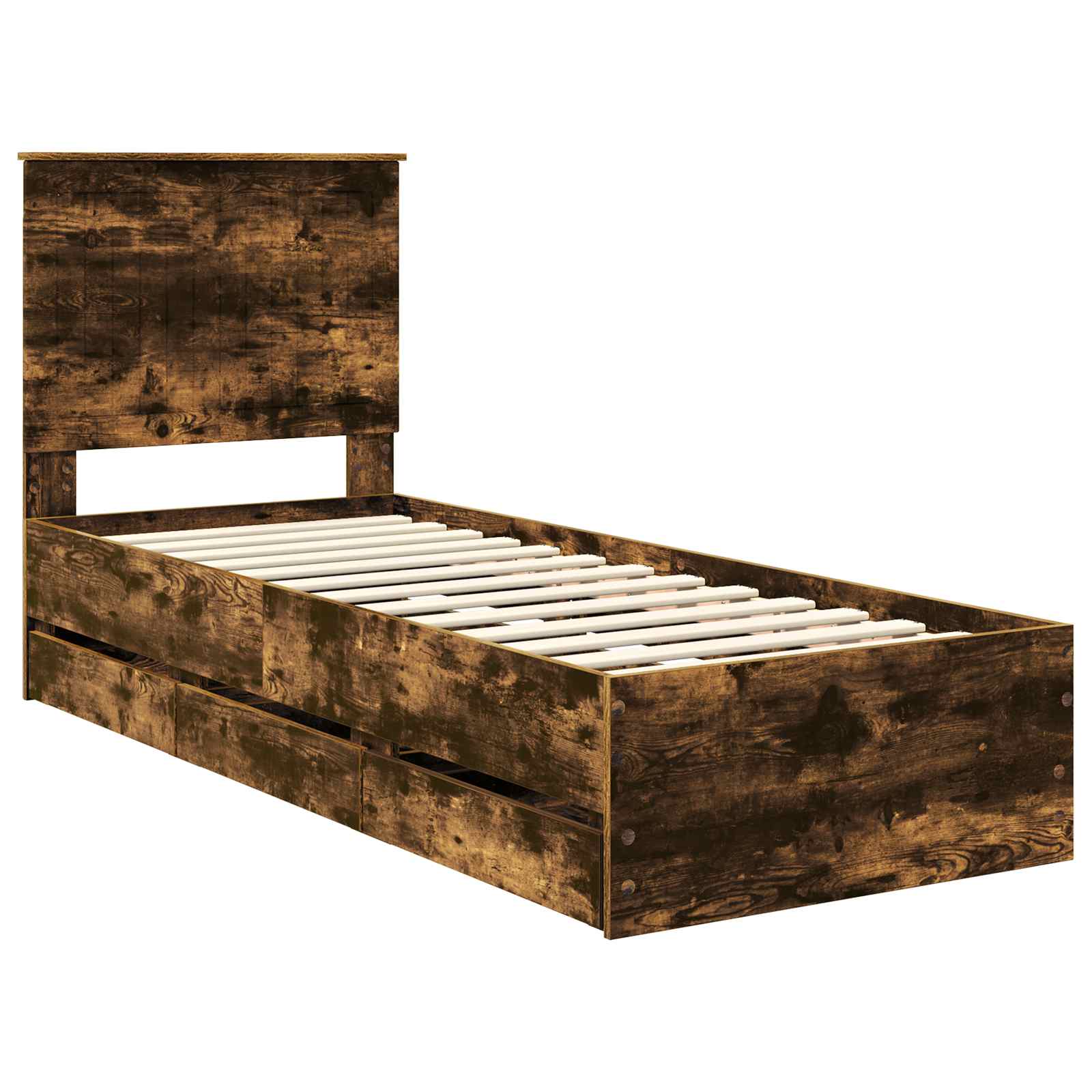 Cadre de lit avec tiroir Chêne fumé 75 x 190 cm Bois Ingénierie - XIOS
