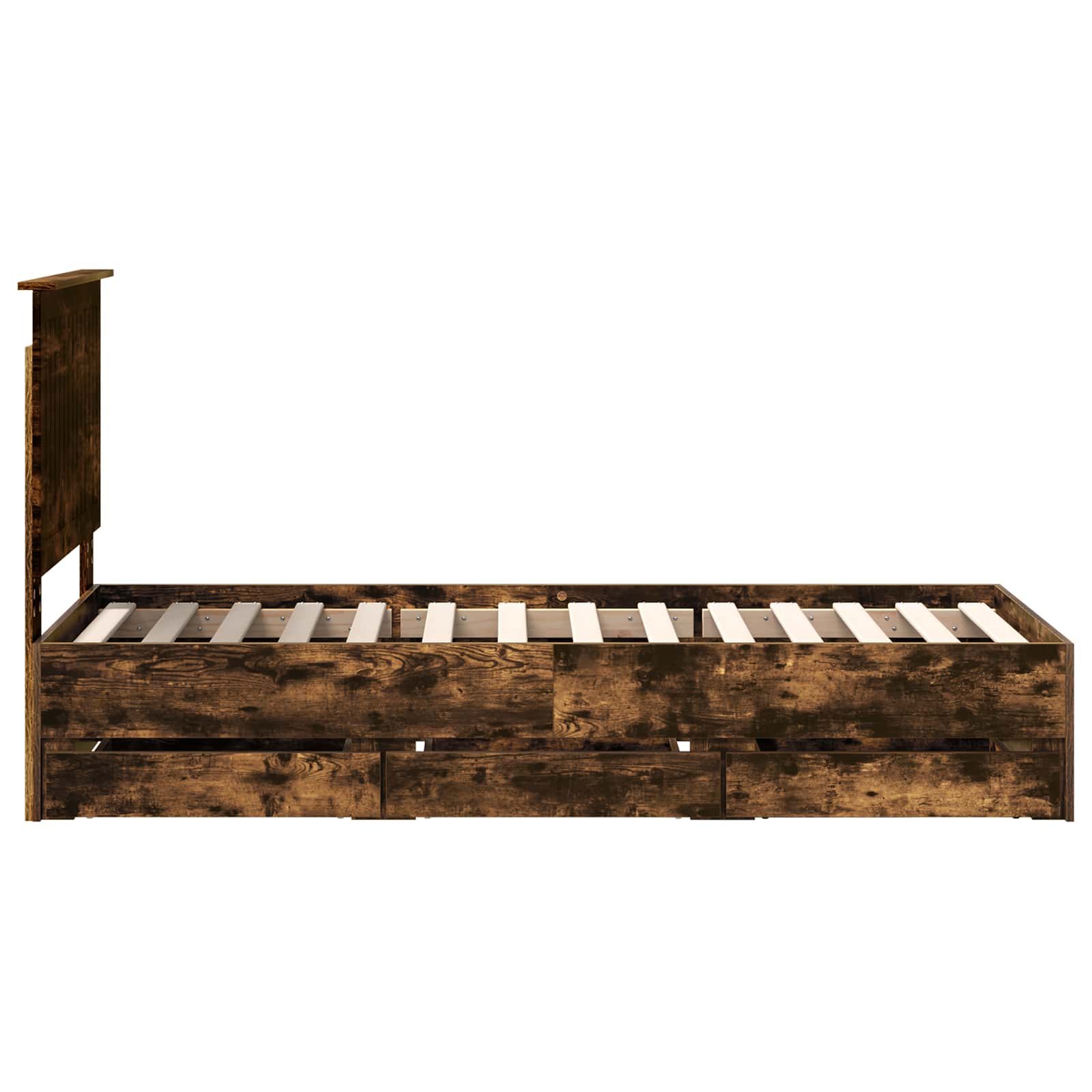 Cadre de lit avec tiroir Chêne fumé 75 x 190 cm Bois Ingénierie - XIOS