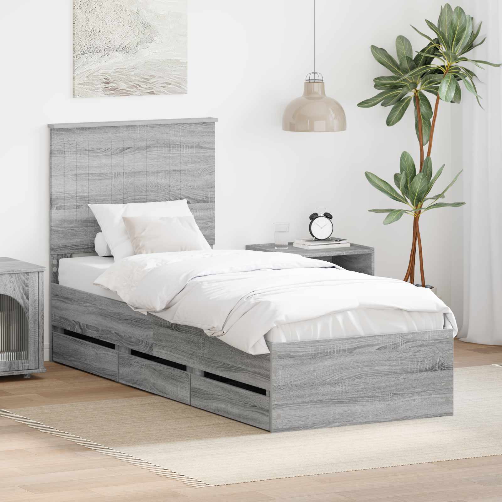 Cadre de lit Gris Sonoma 75 x 190 cm Bois Ingénierie - XIOS