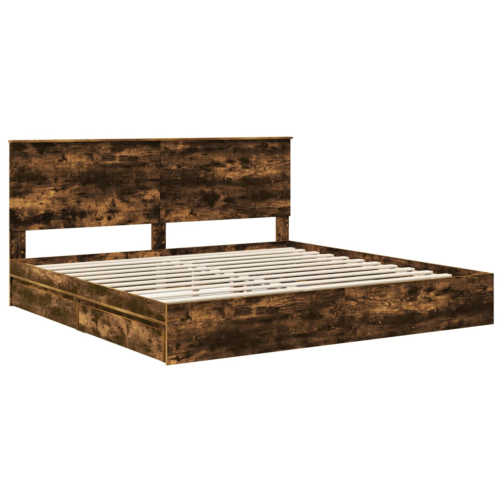 Lit de Rangement Chêne fumé 200 x 200 cm Bois d'ingénierie - XIOS