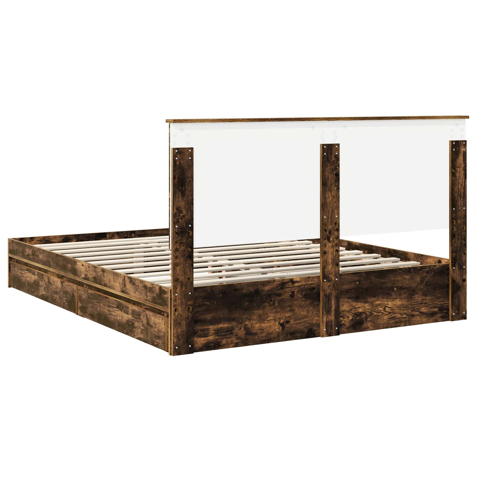 Lit de Rangement Chêne fumé 160 x 200 cm Bois d'ingénierie - XIOS