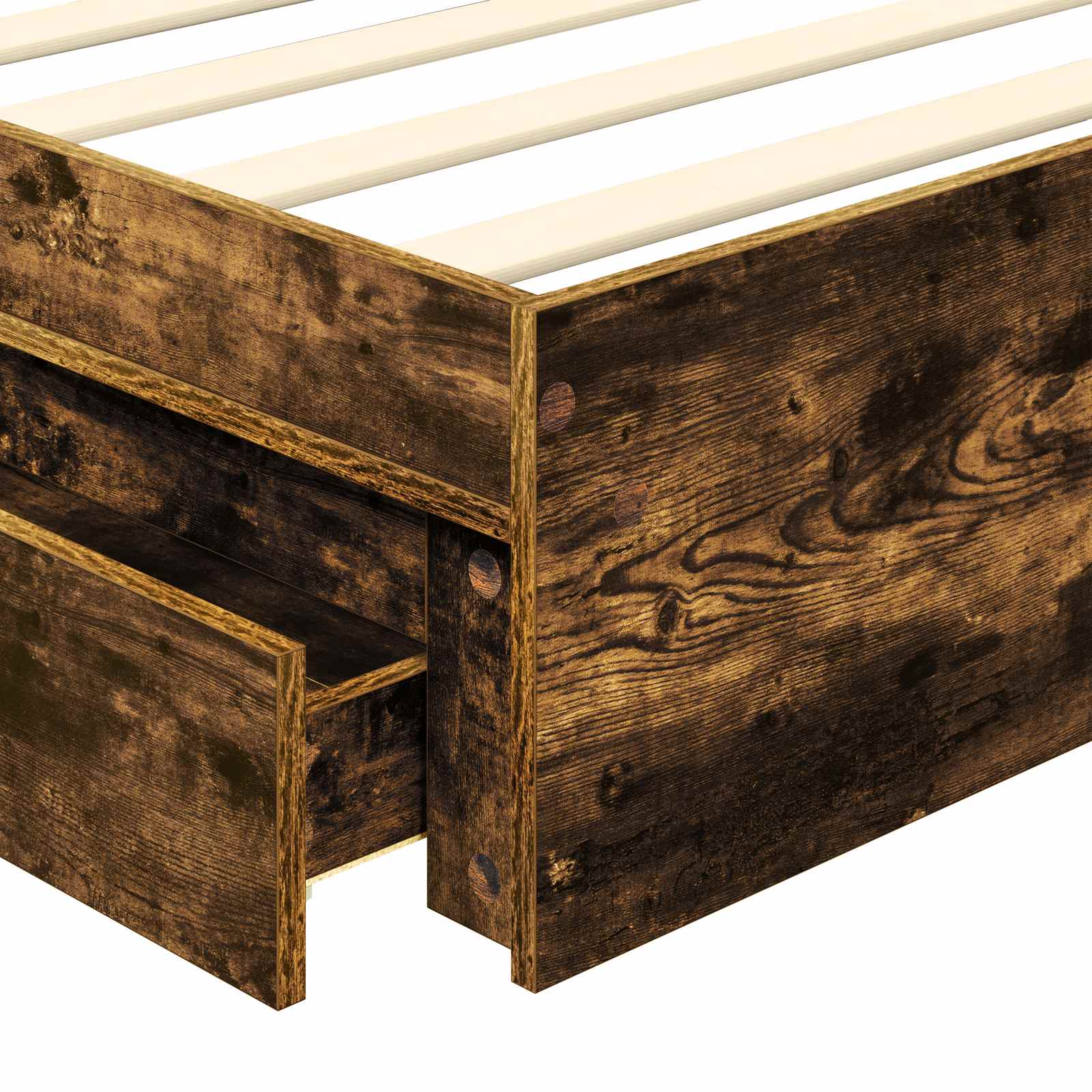 Lit de Rangement Chêne fumé 100 x 200 cm Bois d'ingénierie - XIOS