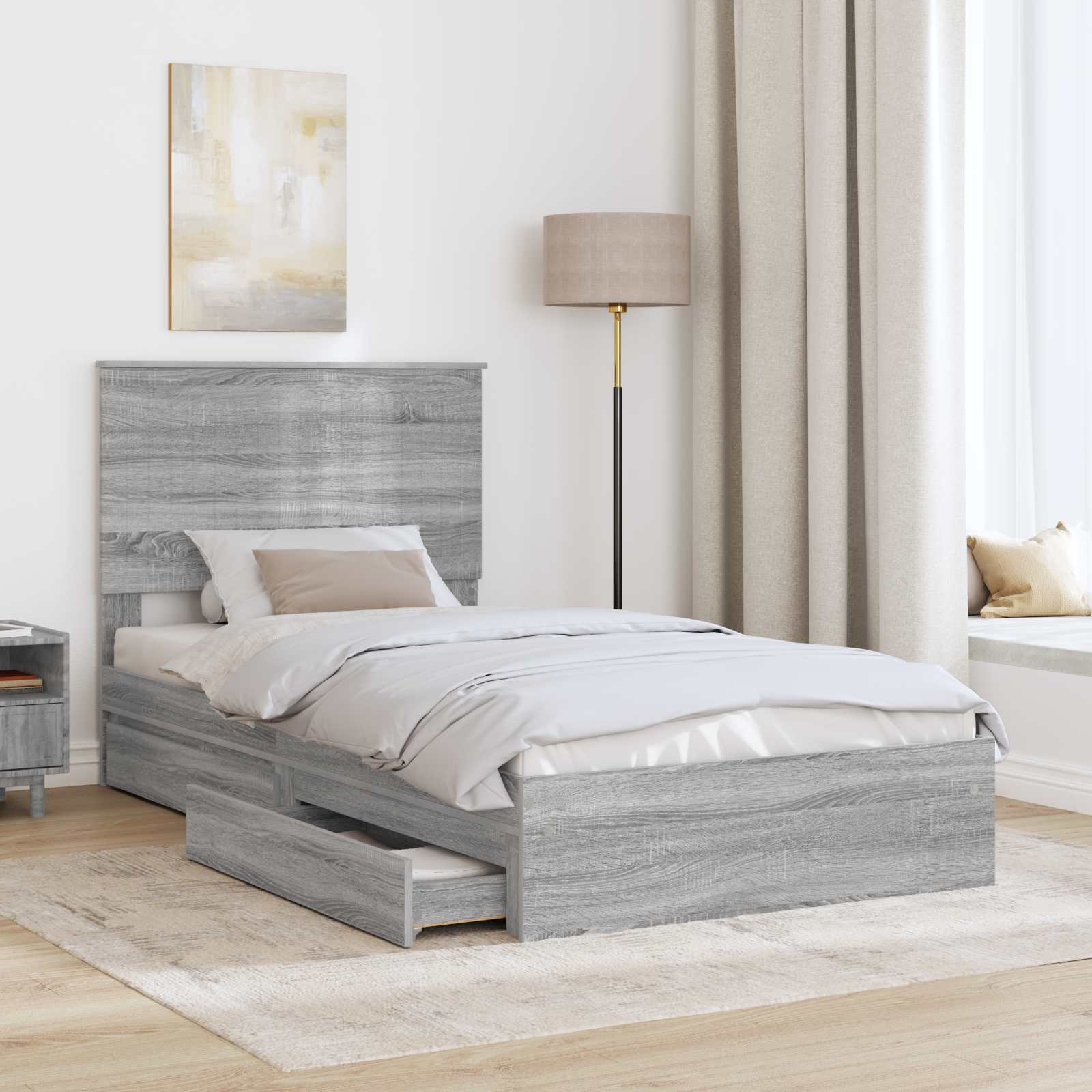 Lit de Rangement Gris Sonoma 100 x 200 cm Bois d'ingénierie - XIOS