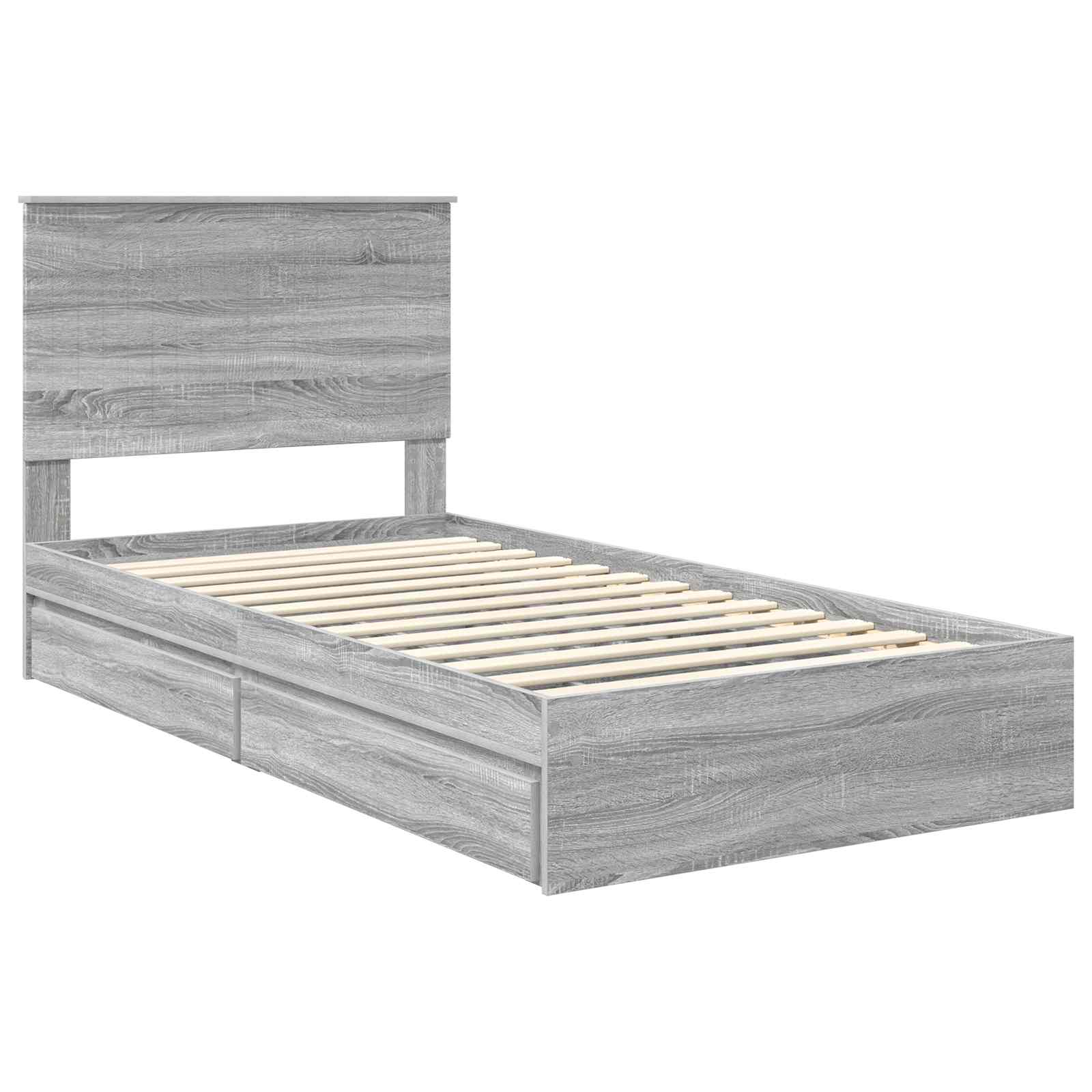 Lit de Rangement Gris Sonoma 100 x 200 cm Bois d'ingénierie - XIOS