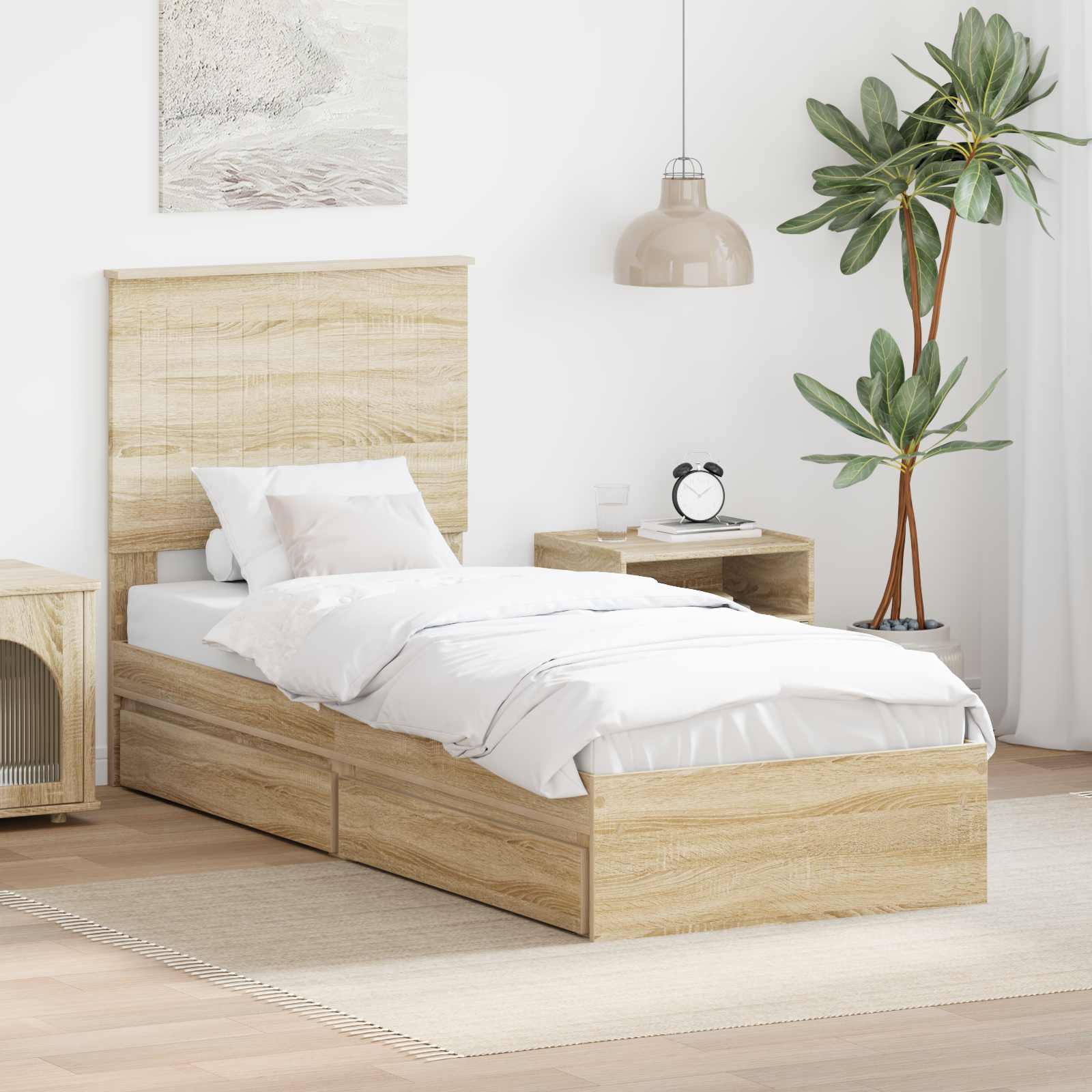 Lit de Rangement Chêne Sonoma 75 x 190 cm Bois d'ingénierie - XIOS